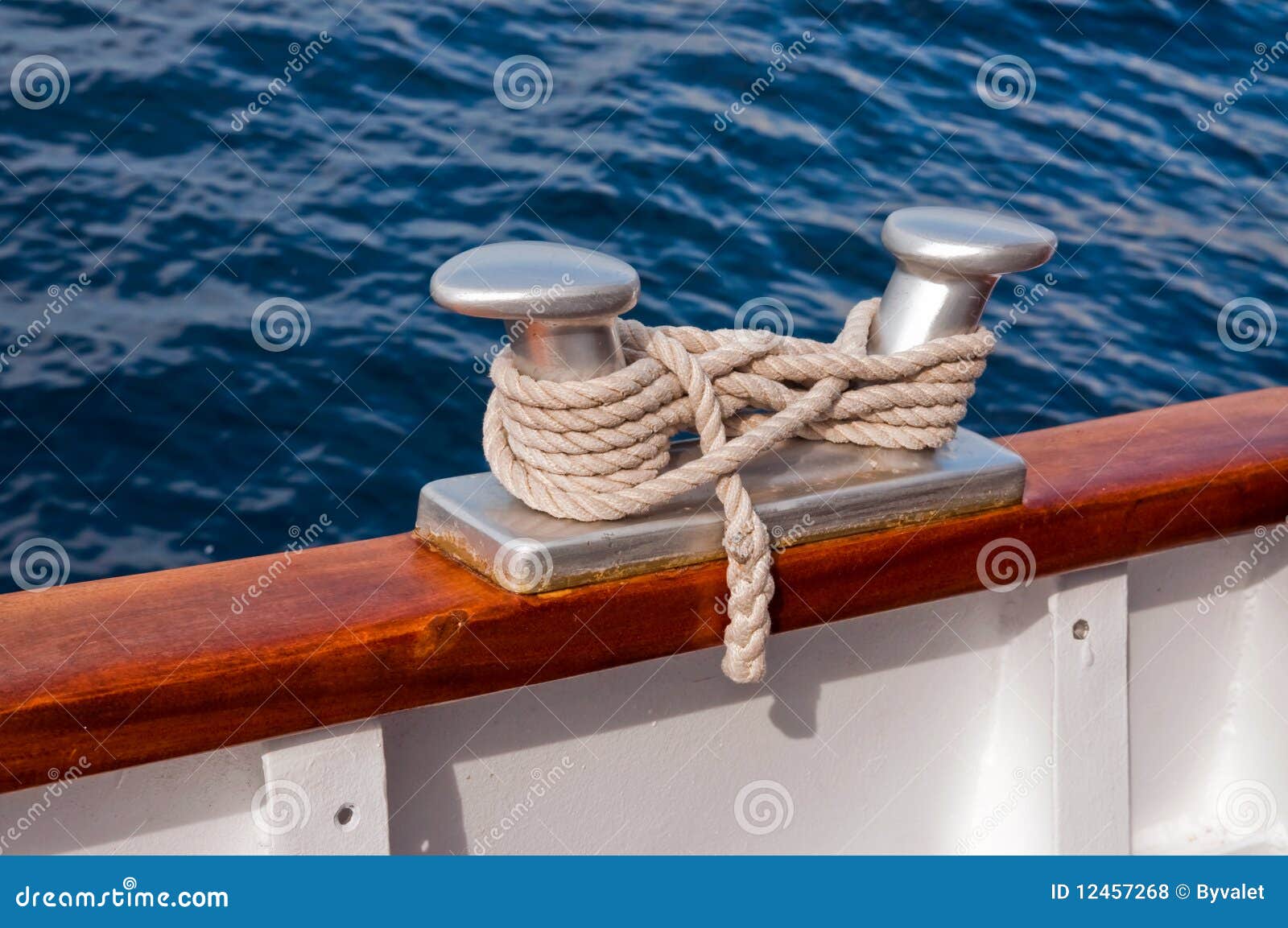 Rope and Twoheaded Mooring Bitt Stock Photo Image of loop, boat
