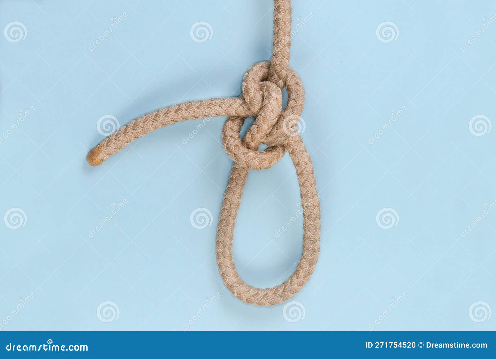 Rope Zeppelin Eye Knot on a Blue Background Stock Photo Image of