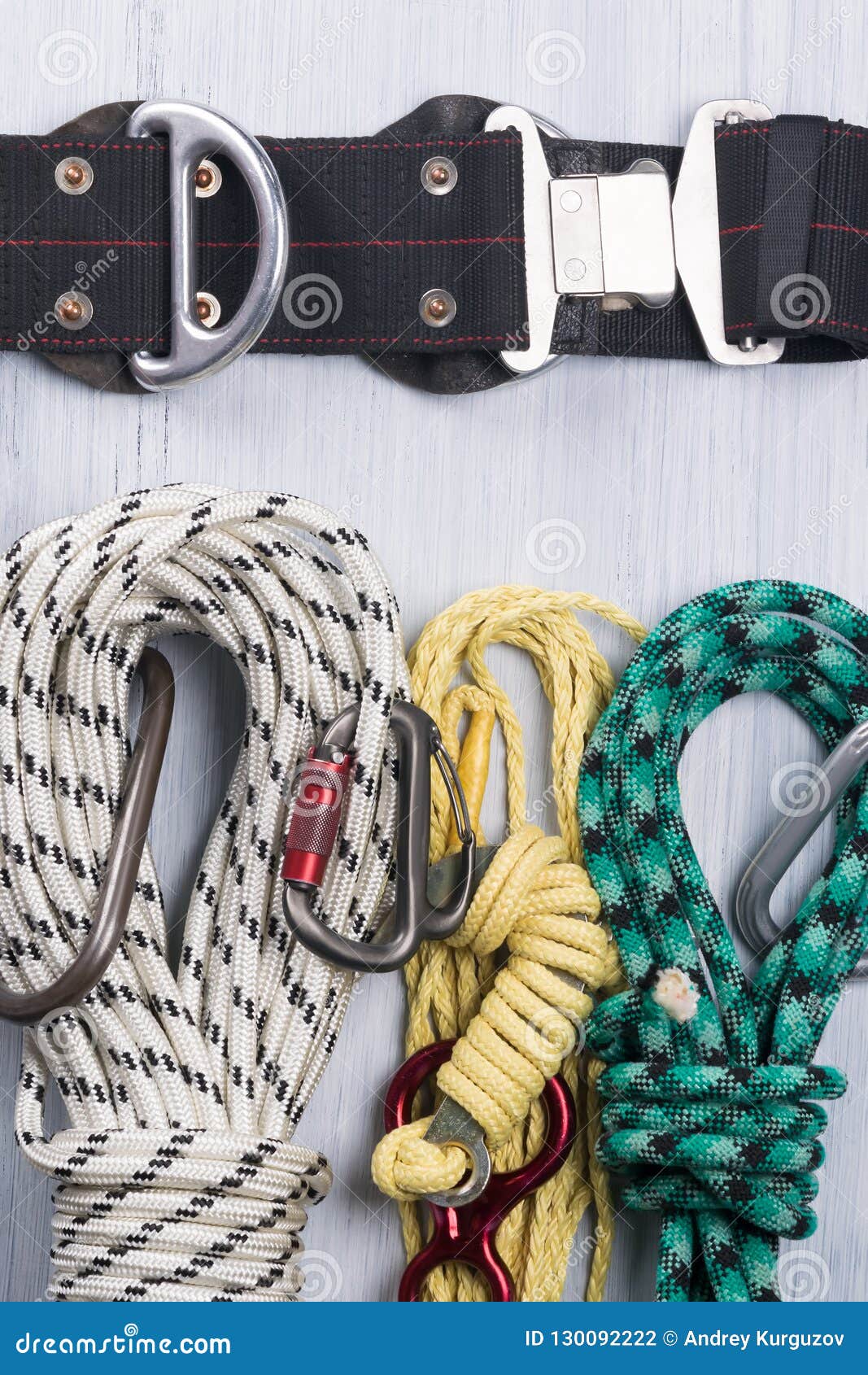 Ropes, Belt and Insurance To Conquer the Mountains, Close-up Stock ...