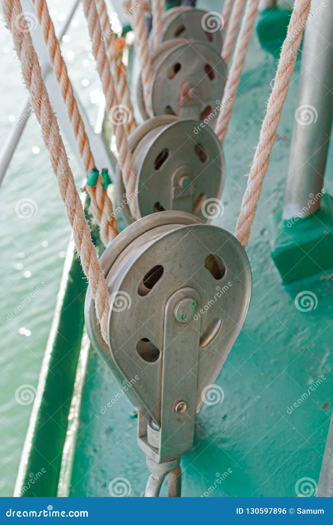 Ropes on blocks stock photo. Image of boat, contemporary 130597896