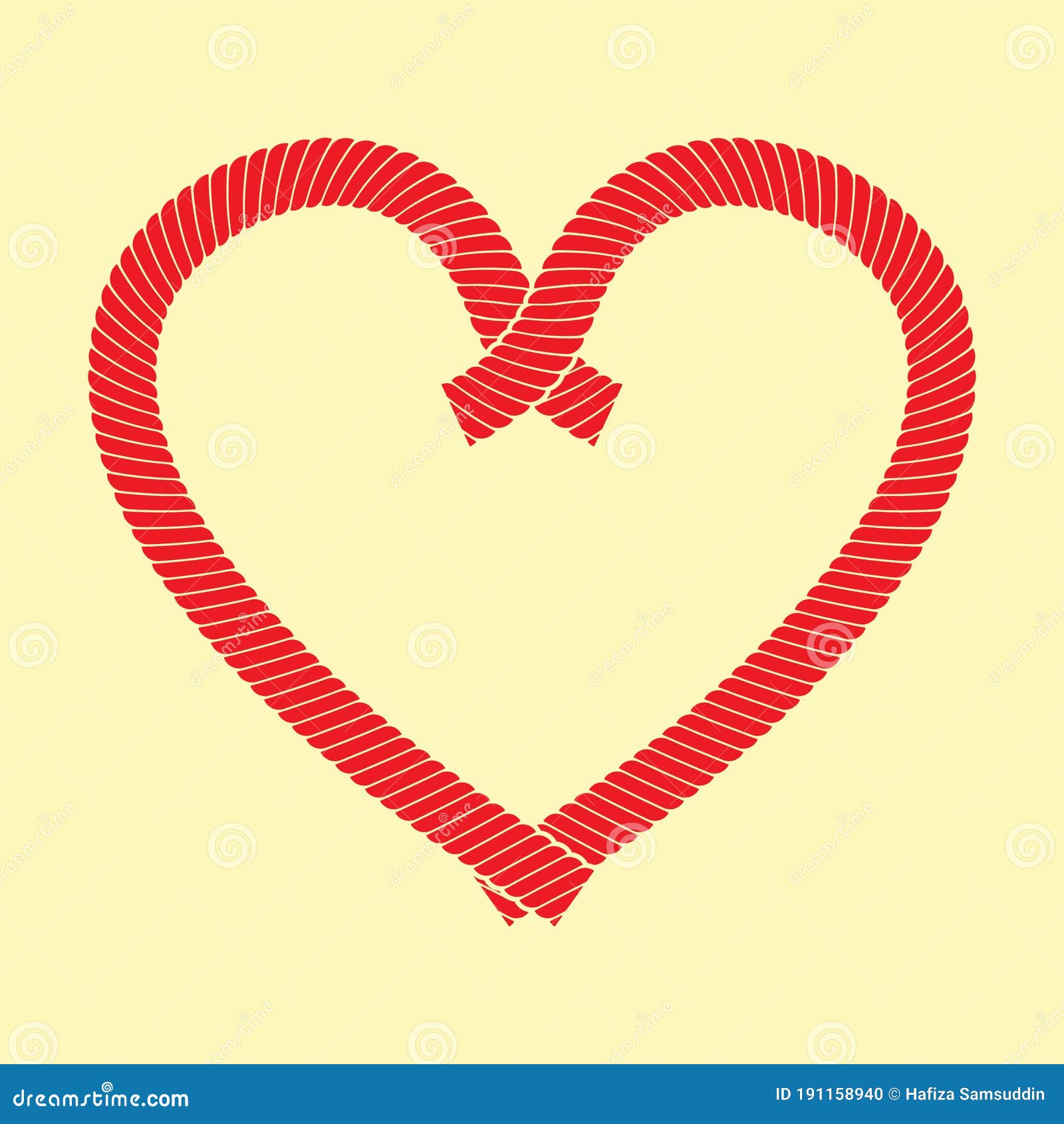 Ropes Forming a Heart. Vector Illustration Decorative Design Stock