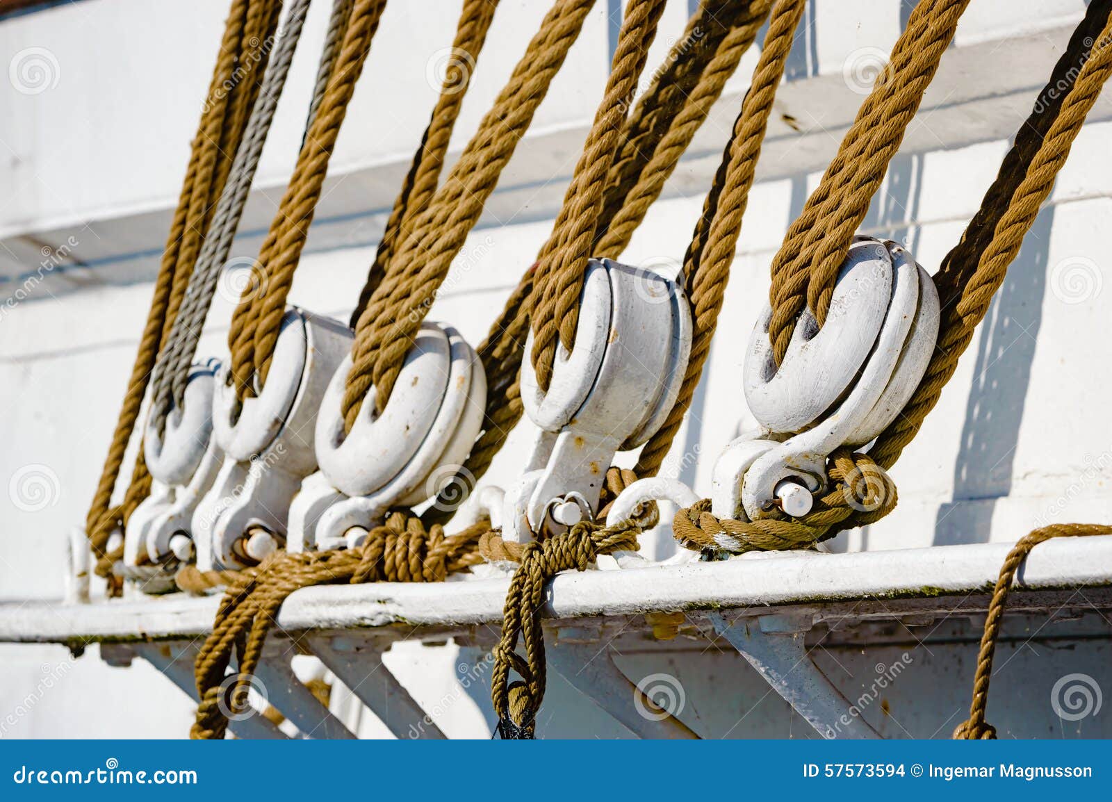 Ropes on sailing ship stock photo. Image of hoist, pulley 57573594