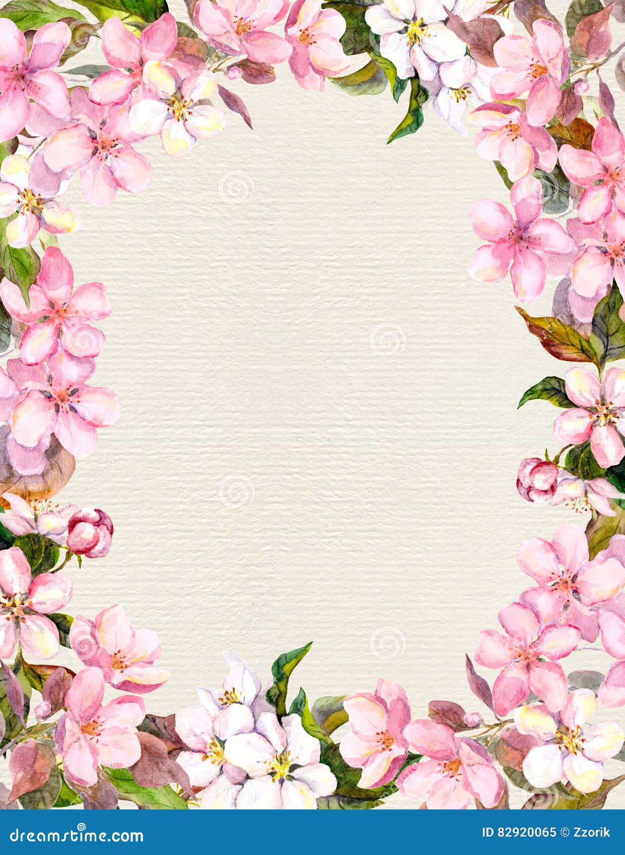 Rosa Blumen Apfel Kirschblute Blumenweinleserahmen Fur Retro Postkarte Aquarell Auf Papierhintergrund Stock Abbildung Illustration Von Blumen Fur 9065