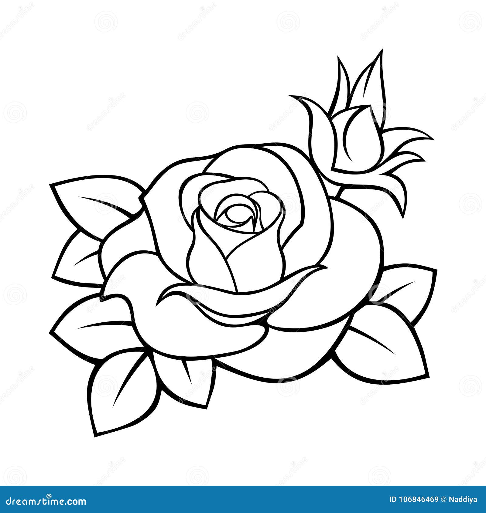 Rosa Desenho Preto E Branco Do Contorno Do Vetor Ilustração do Vetor -  Ilustração de vetor, linha: 106846469