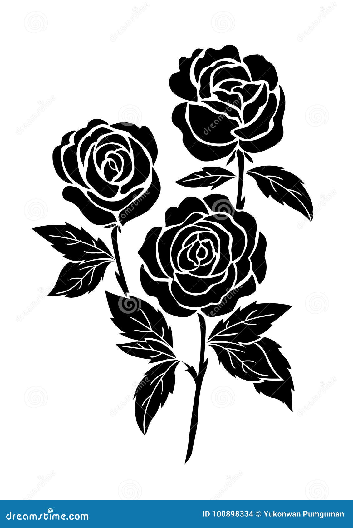 Rosa Negra Aislada, Ejemplo Del Tatuaje De La Flor, Silueta Ilustración del  Vector - Ilustración de valentina, objeto: 100898334