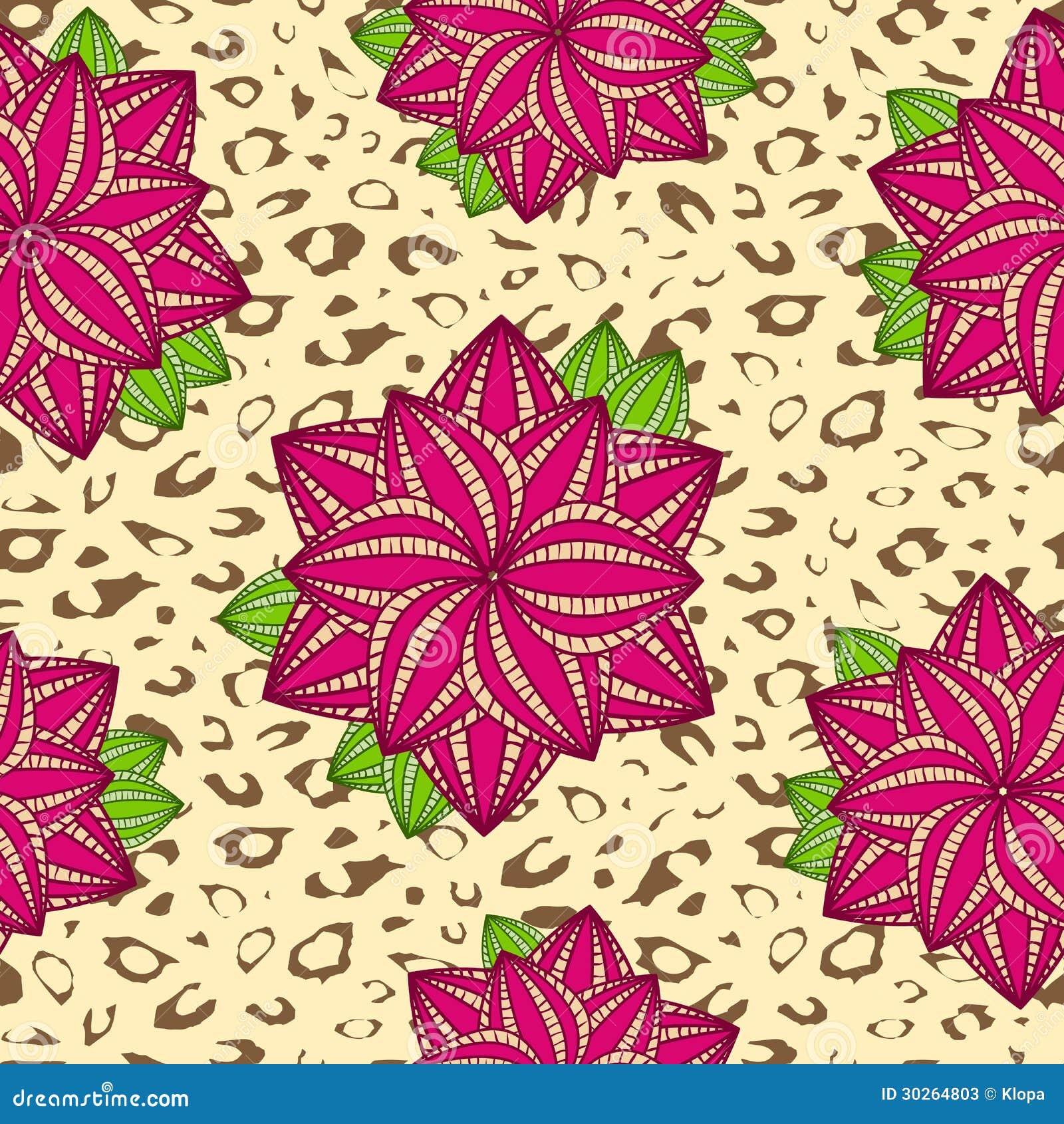 Rosa Rose Flower Leopard Seamless Pattern Stock Abbildung ...