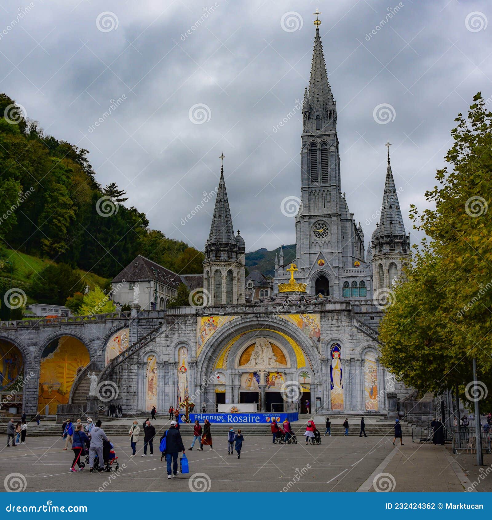 The Rosary Basilica Church of Lourdes Editorial Photography - Image of ...