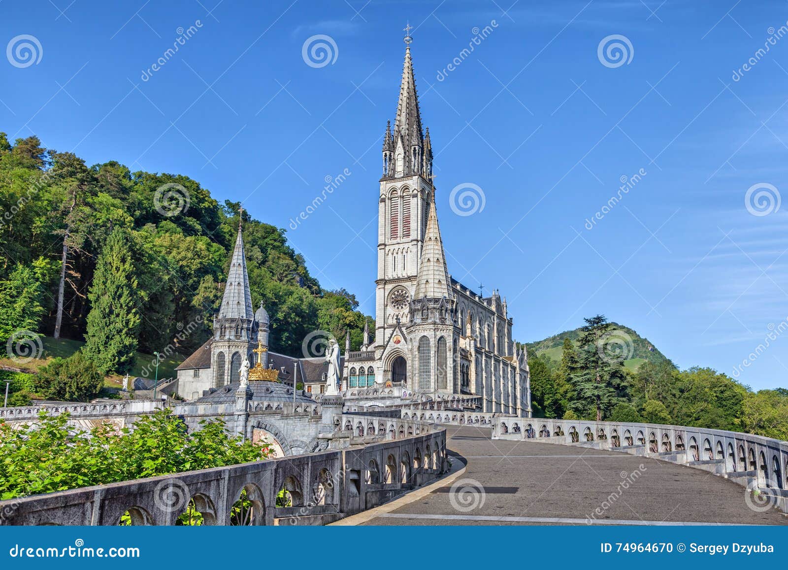 Rosary Basilica in Lourdes stock photo. Image of pilgrimage - 74964670