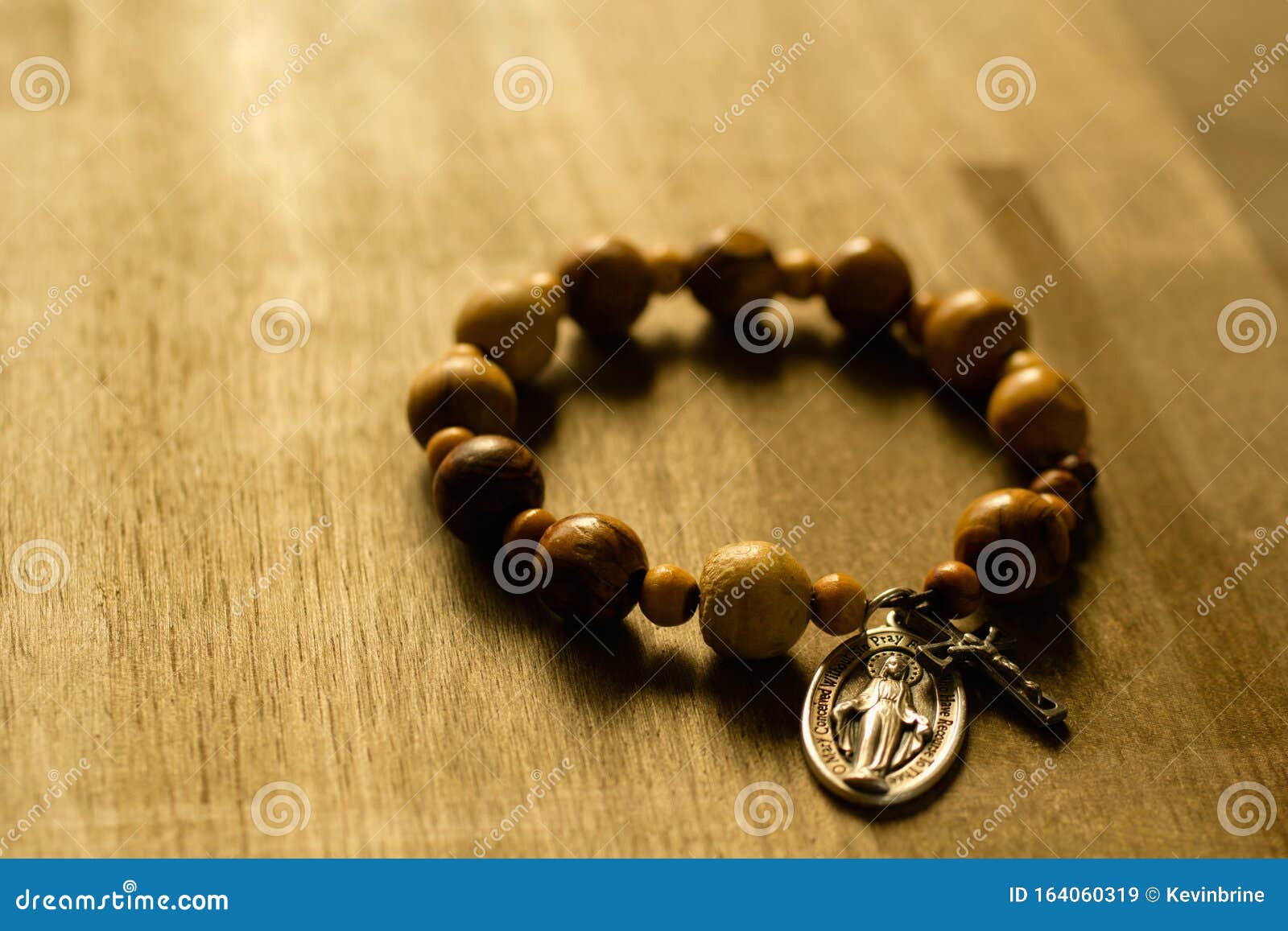 Rosary bracelet Tau cross color Light wood