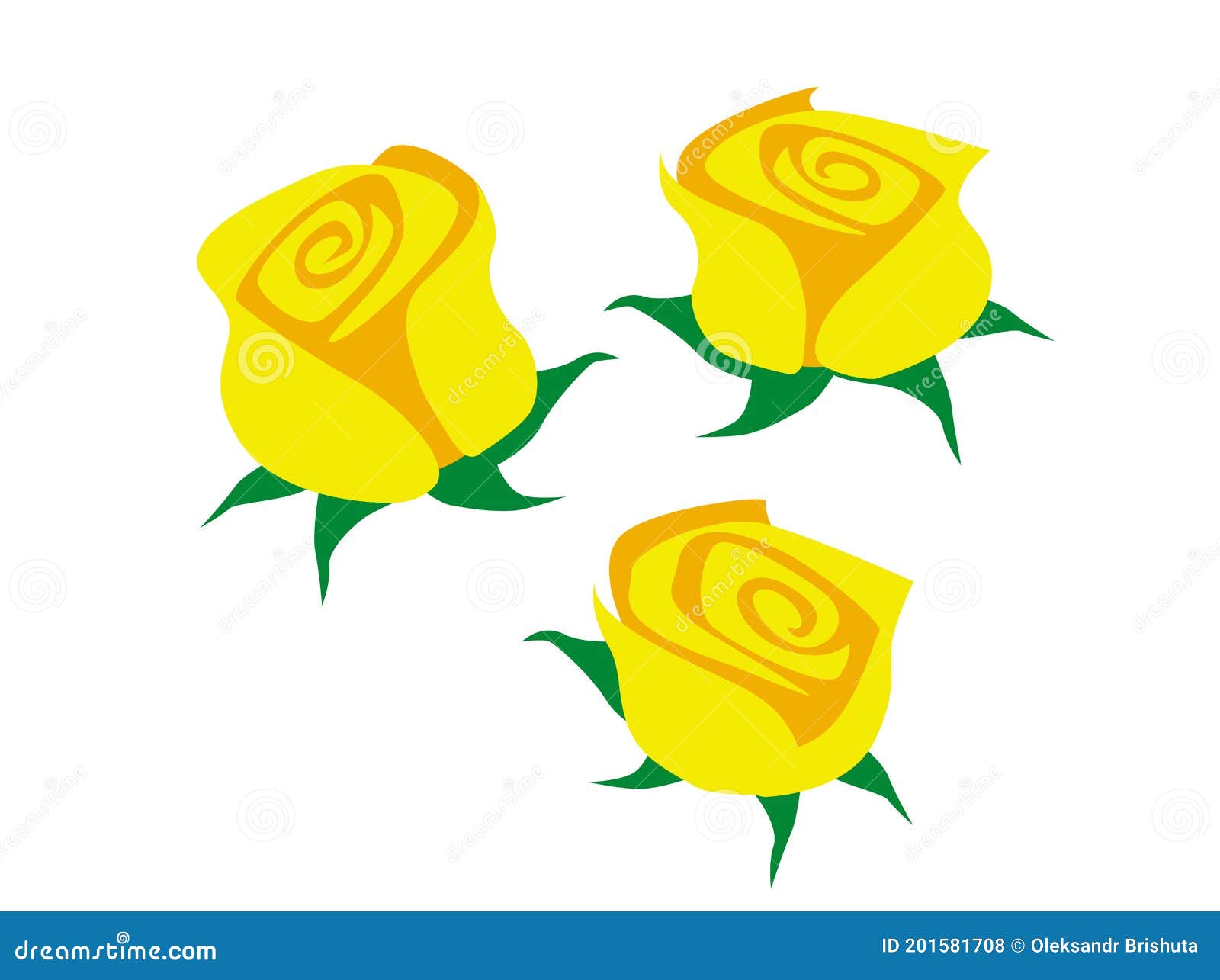 Rosas Amarillas. Dibujo Estilizado De Flores Amarillas Sobre Fondo Blanco.  Ilustración del Vector - Ilustración de planta, floral: 201581708