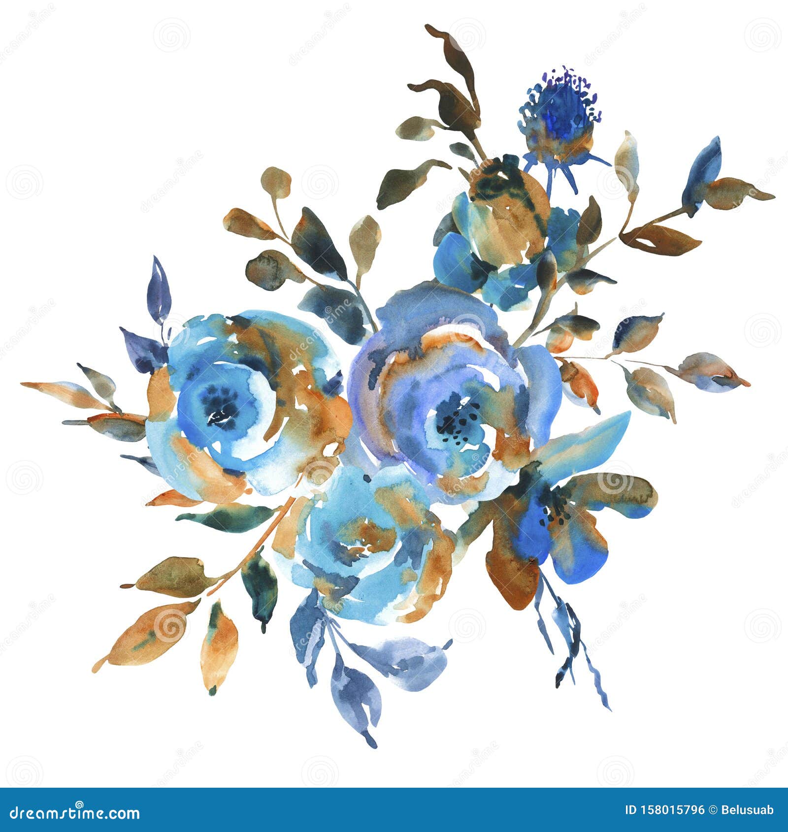 Rosas Color Turquesa, Flores Silvestres, Tarjeta De Saludo Vintage.  Elementos De DiseÃ±o Floral Azul Natural Aislados Sobre Fondo Stock de  ilustración - Ilustración de bandera, aislado: 158015796
