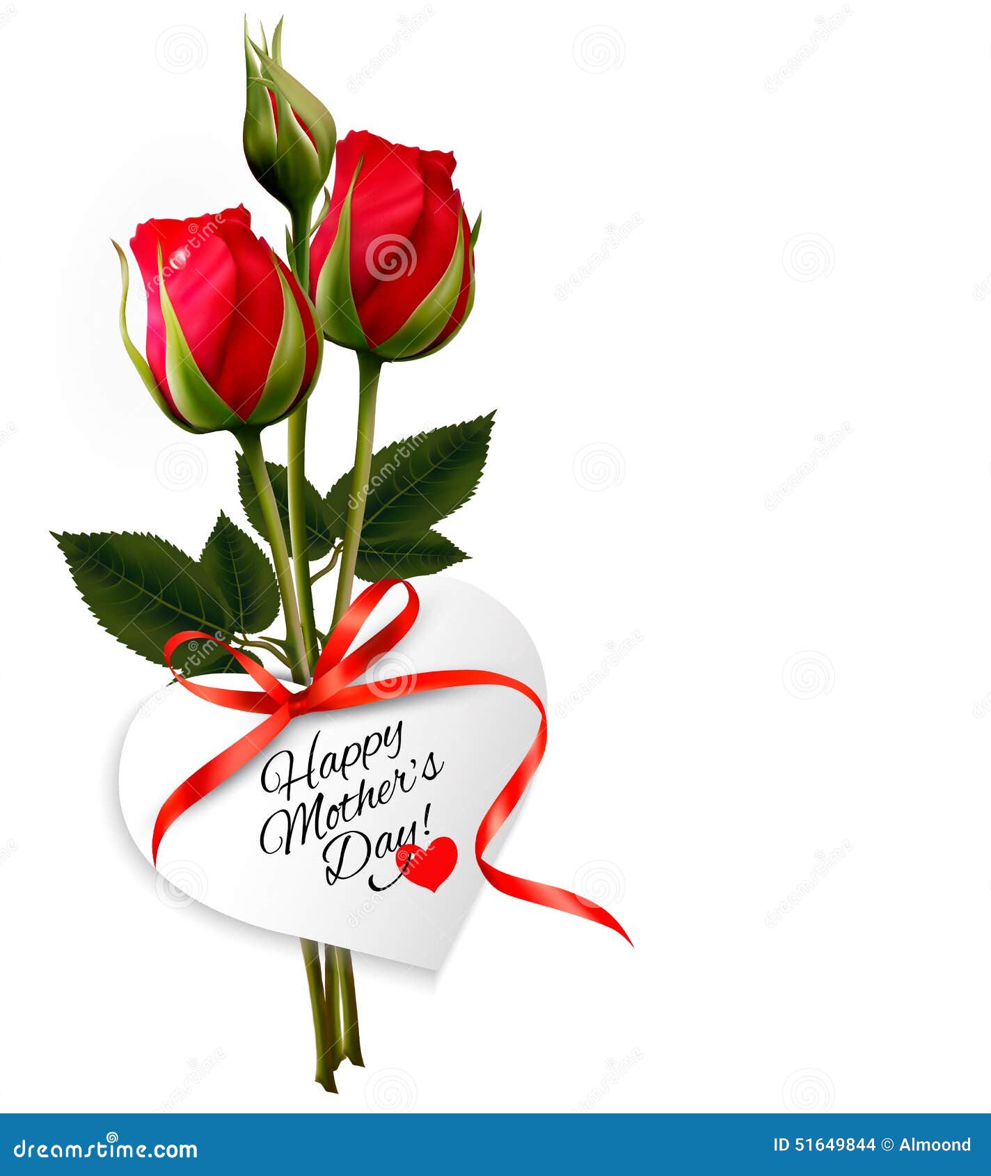Rosas Con El Carte Cadeaux Feliz Del Día De Madre Ilustración del Vector -  Ilustración de cubo, rosas: 51649844
