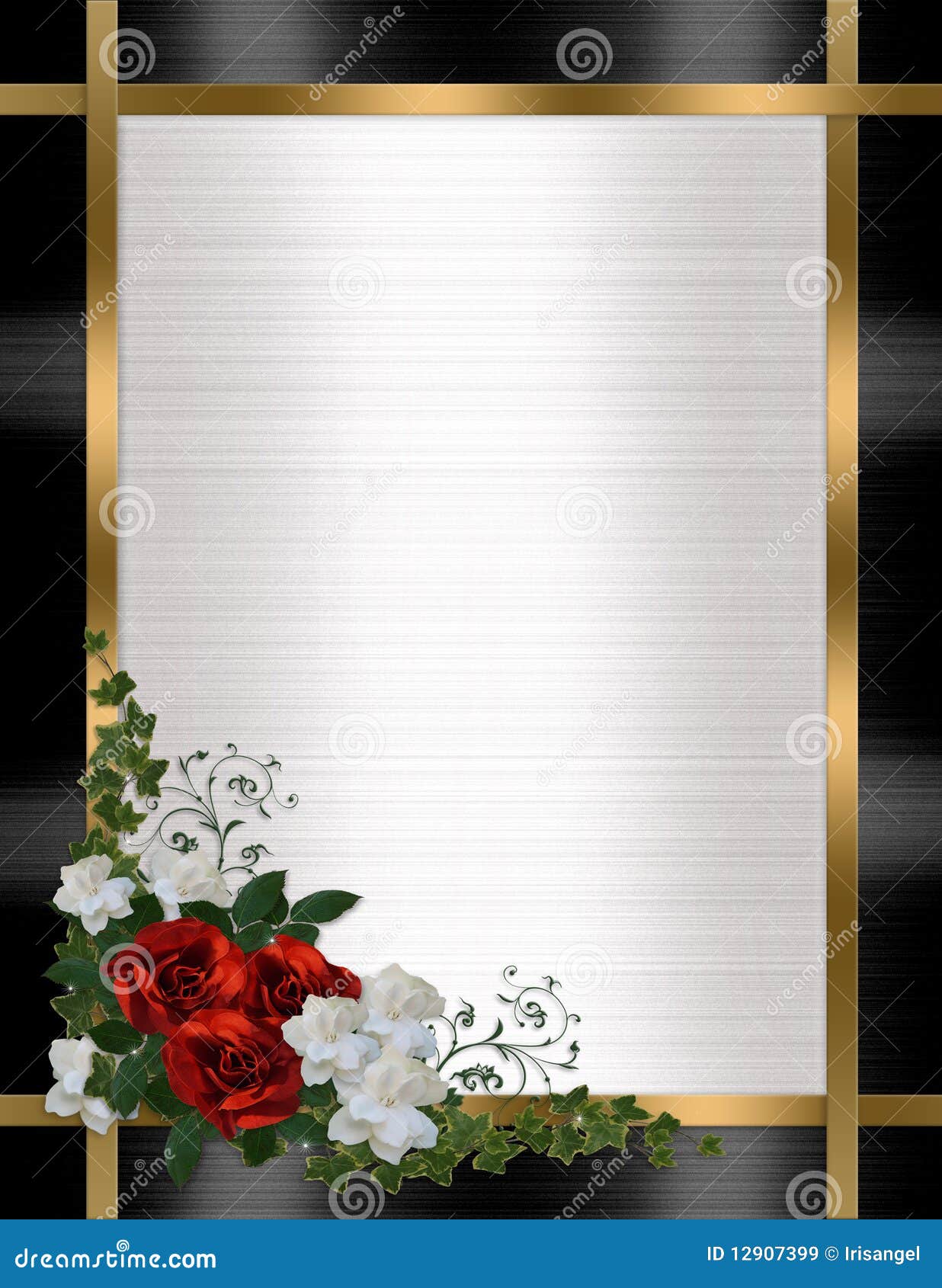 rosas do vermelho da beira do convite do casamento 12907399