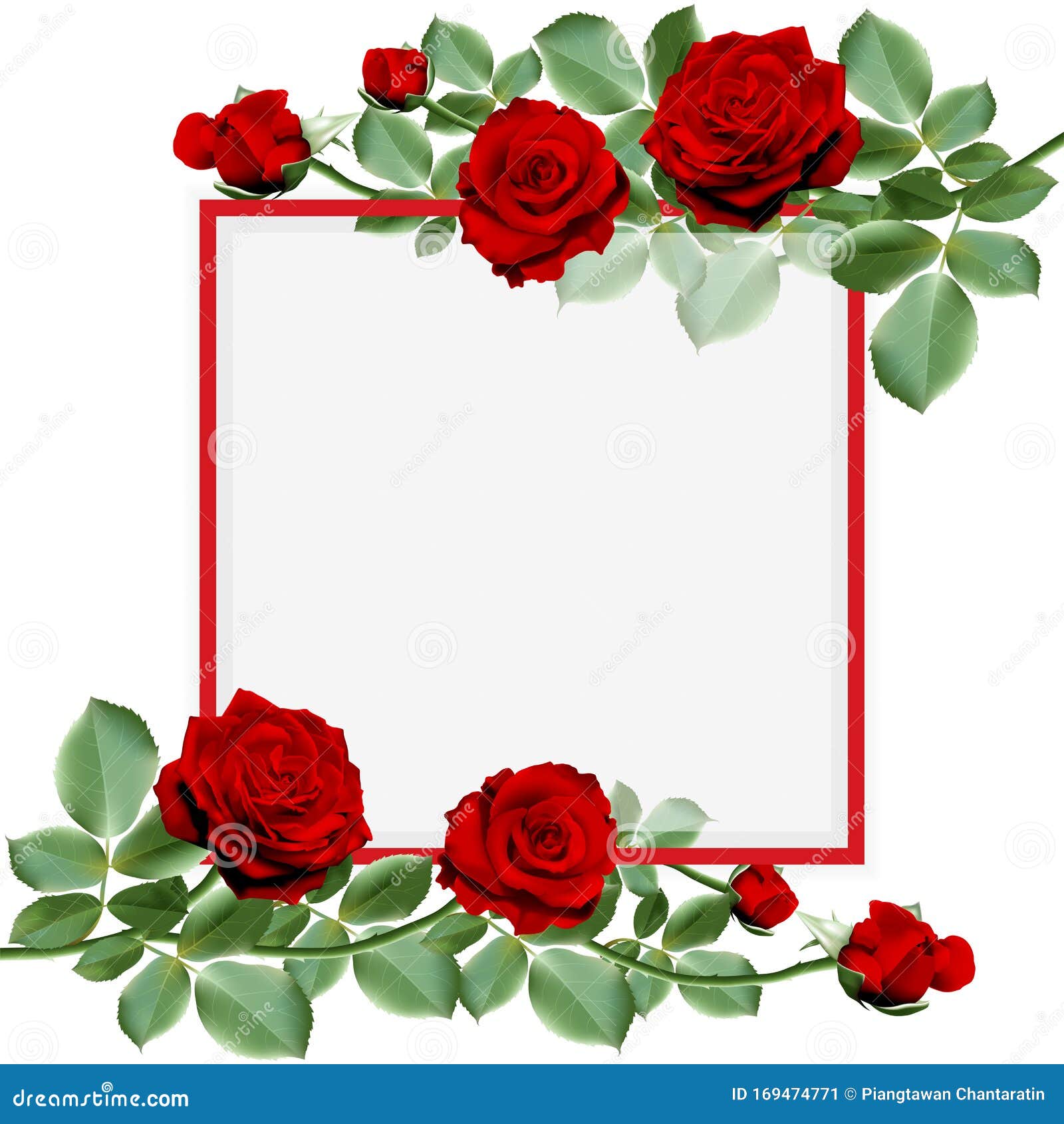 Rosas Rojas Calientes Ramo En Un Marco Ilustración del Vector - Ilustración  de rojo, colorido: 169474771