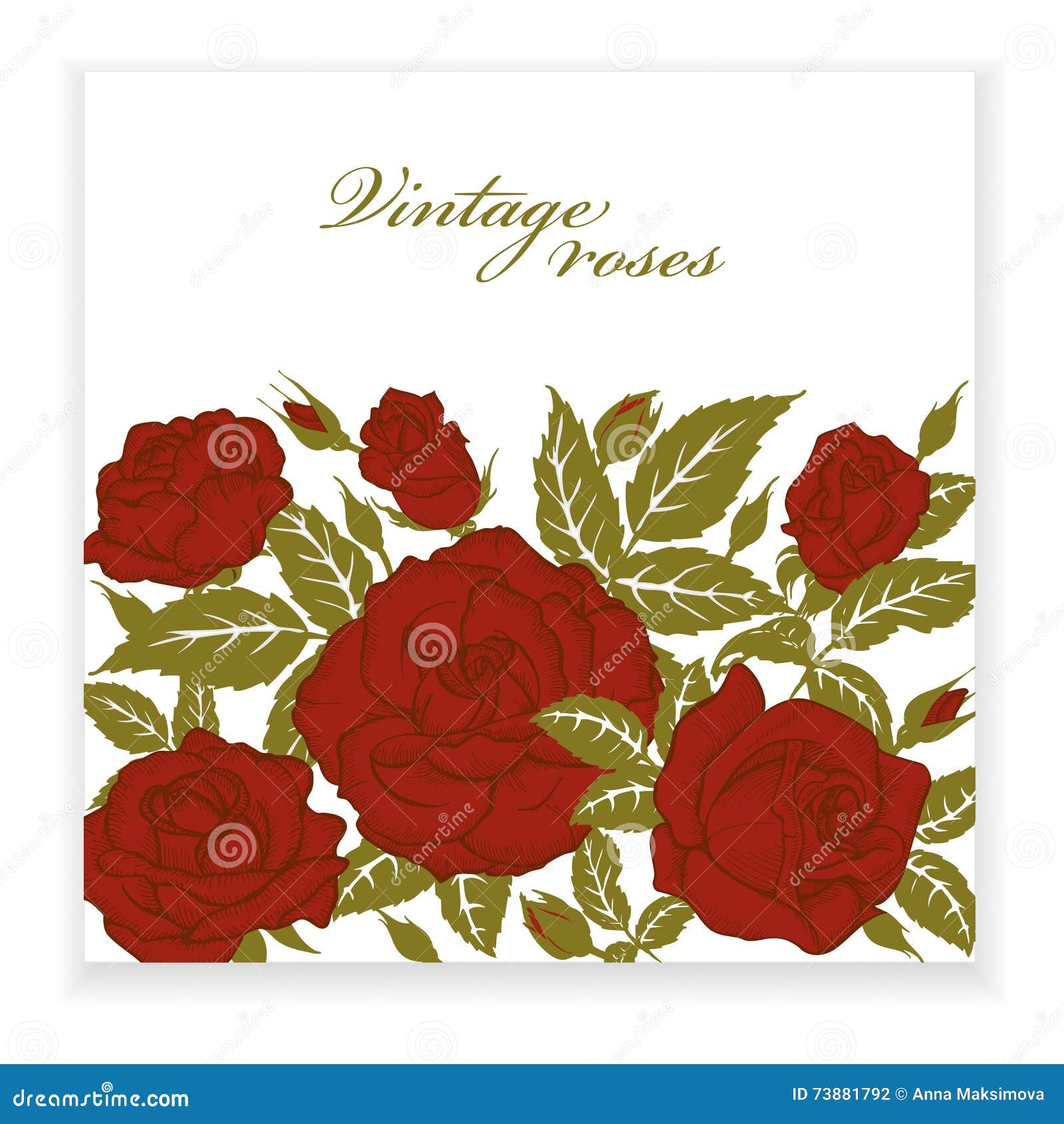 Rosas Rojas, Plantilla De La Invitación Ilustración del Vector -  Ilustración de belleza, aniversario: 73881792