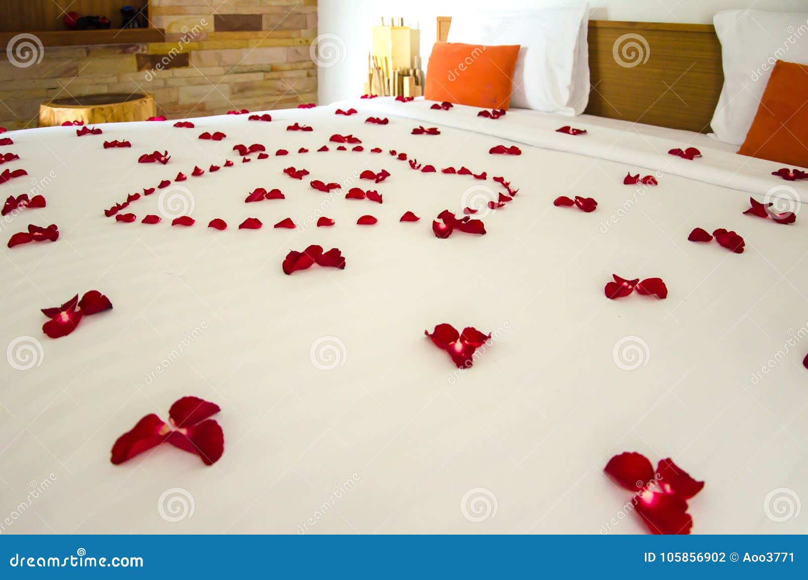 Rose on the bed stock photo. Image of bedroom, furniture 105856902