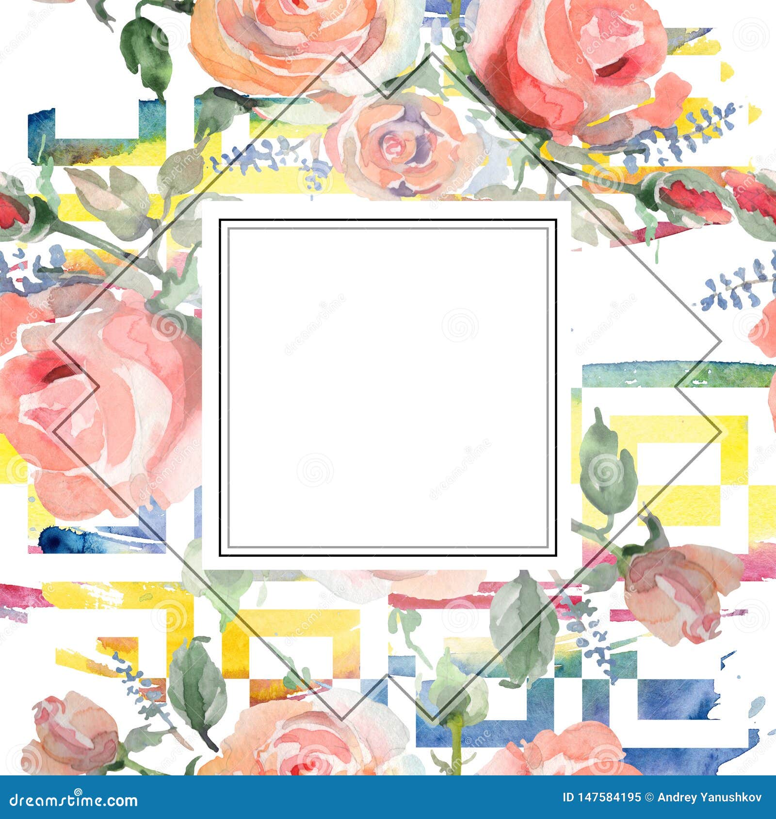 Rose Bouquet Floral Botanical Flowers Watercolor Background