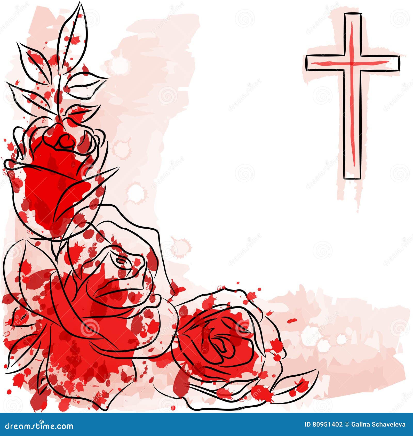 Rose and christian cross stock vector. Illustration of magic 80951402