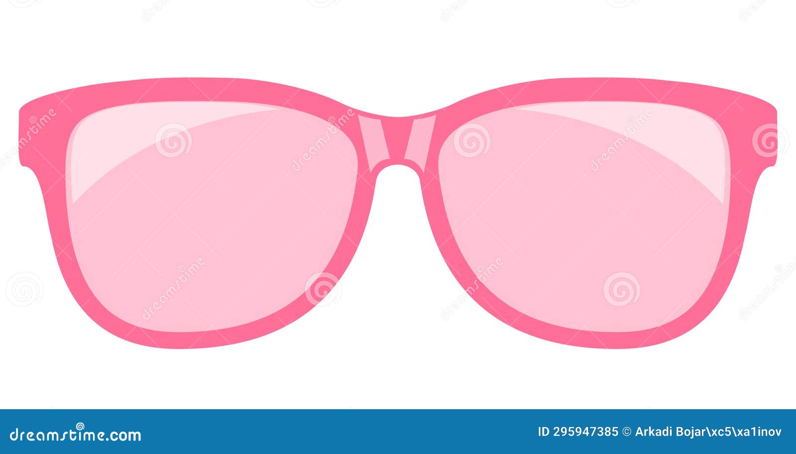 Rose Colored Glasses With Frame Of Love Heart. Cartoon Vector