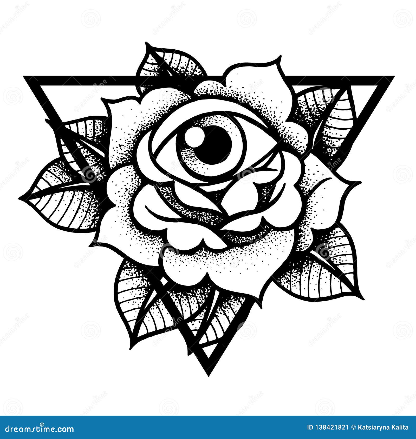 Rose With All Seeing Eye Tattoo Stock Illustration  Download Image Now   Belarus Eye Flower  iStock