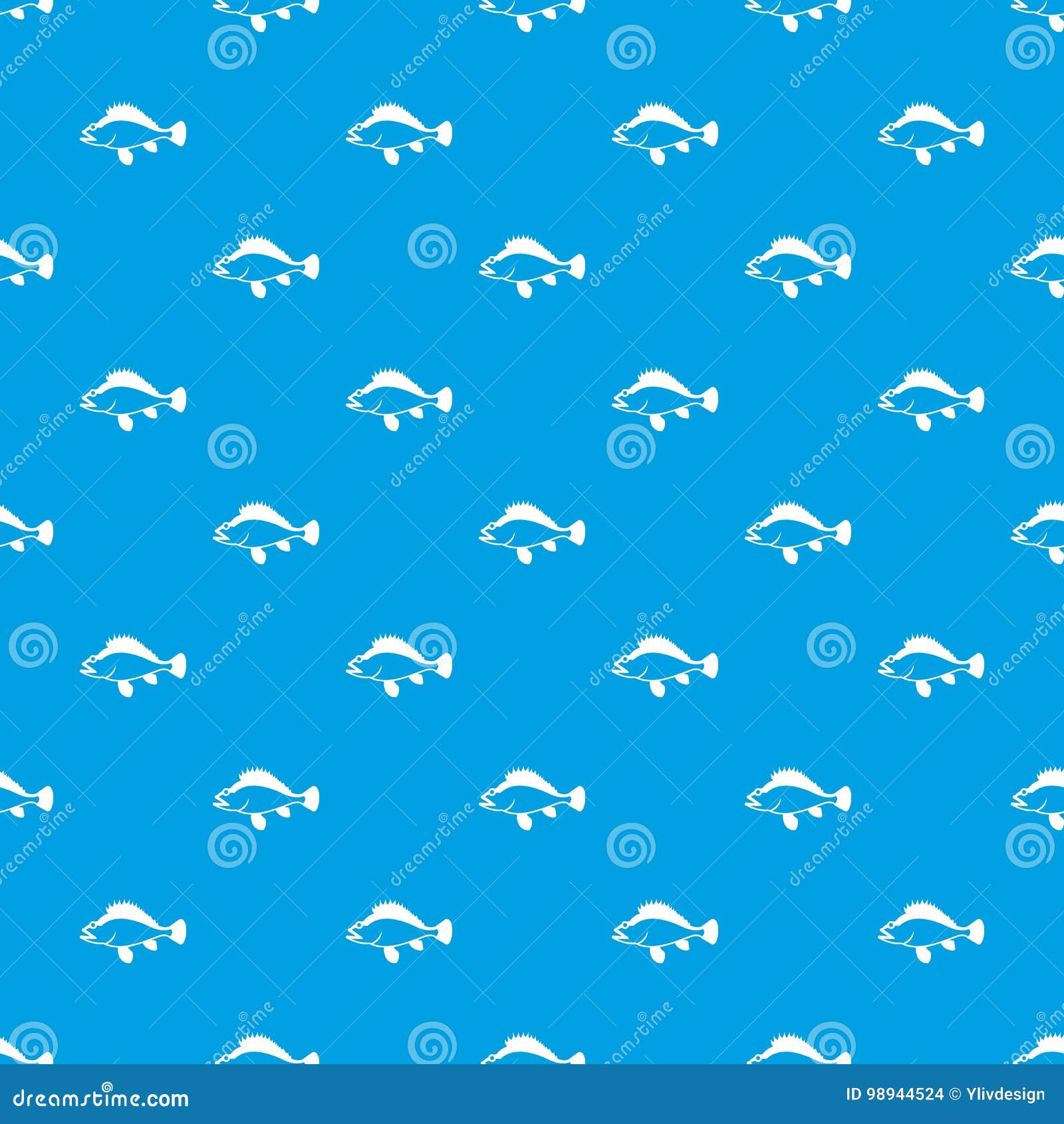 rose fish, sebastes norvegicus pattern seamless blue