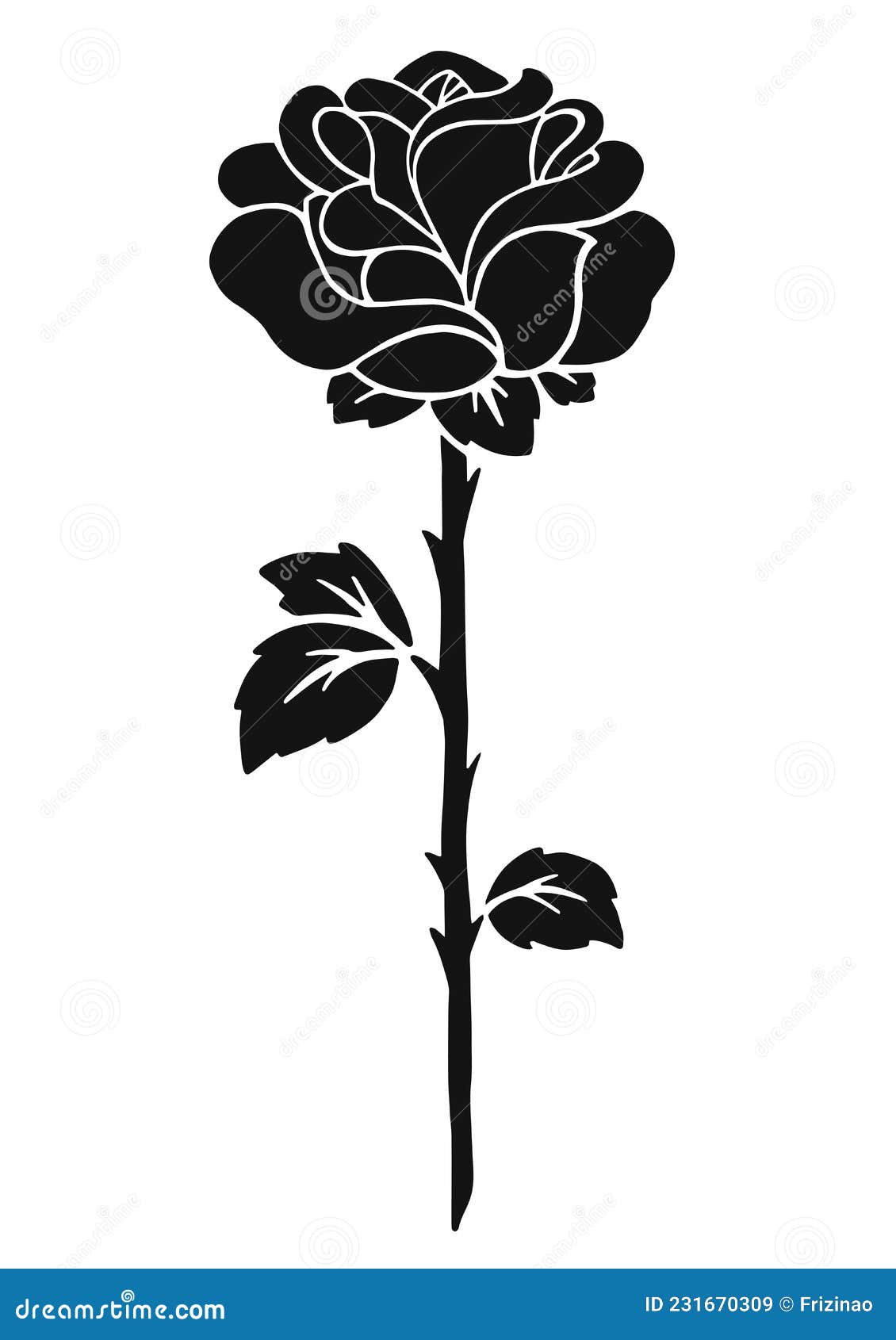 Rose Flower. Black Silhouette. Design Element. Vector Illustration ...