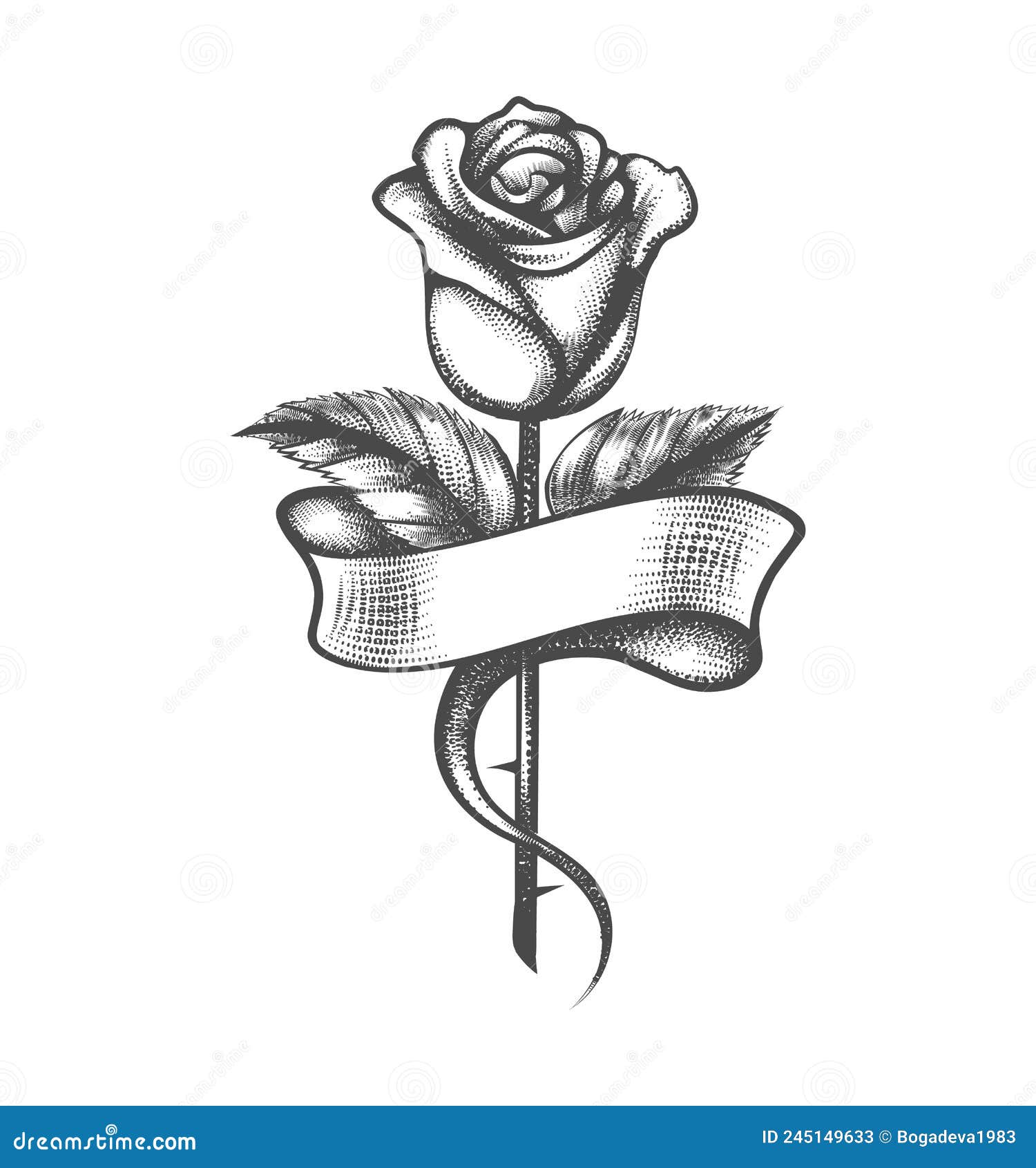 Tattoo With Red Roses And Vintage Ribbon With Lettering Royalty Free SVG  Cliparts Vectors And Stock Illustration Image 54597651