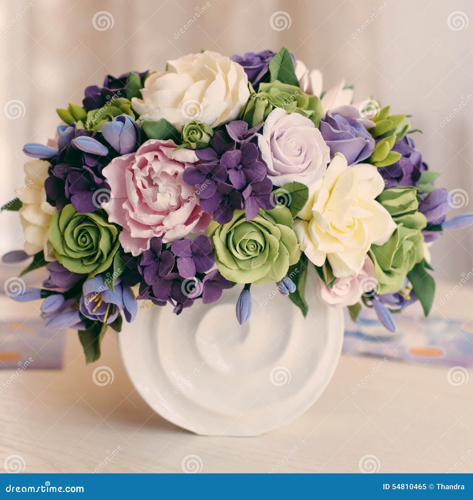 Rose Flower Bouquet and Gift Box on Wooden Table Stock Image Image of