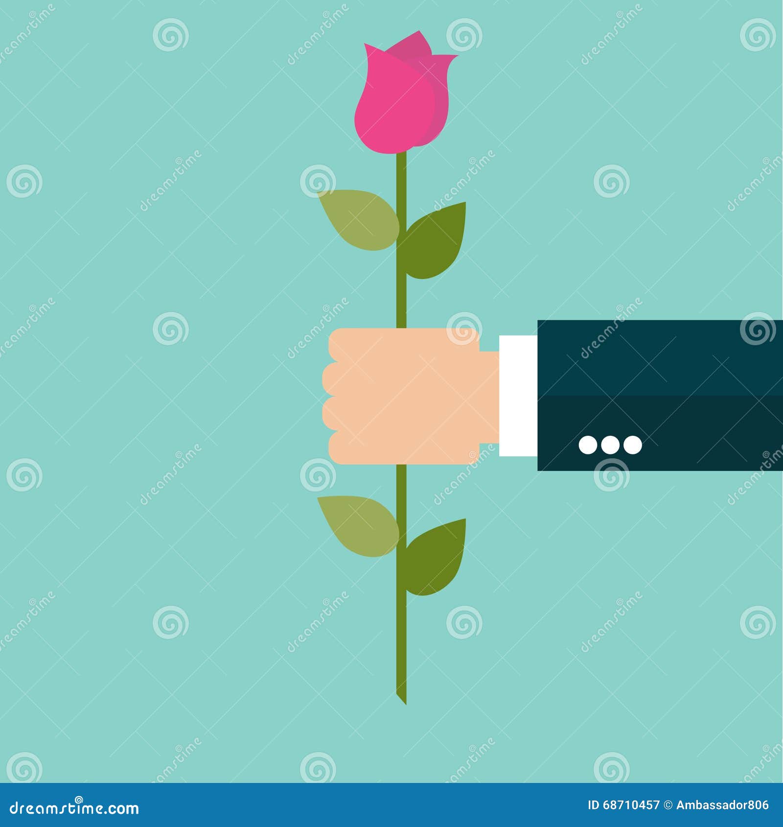 Rose Flower in a Business Man Hand Stock Vector Illustration of