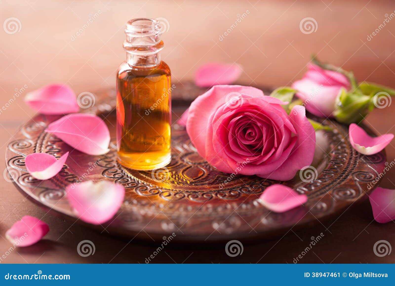 Rose Flower and Essential Oil. Spa Aromatherapy Stock Image Image of