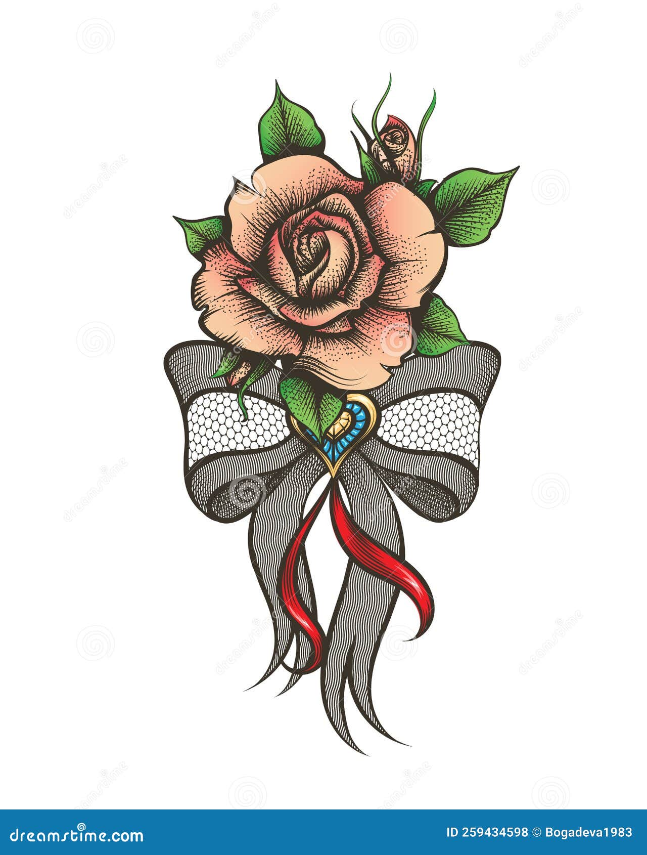 Rose Flower and Garter Bow Tattoo Stock Vector - Illustration of plant, decorative: 259434598 Rose Flower and Garter Bow Tattoo Stock Vector - Illustration of plant, decorative: 259434598