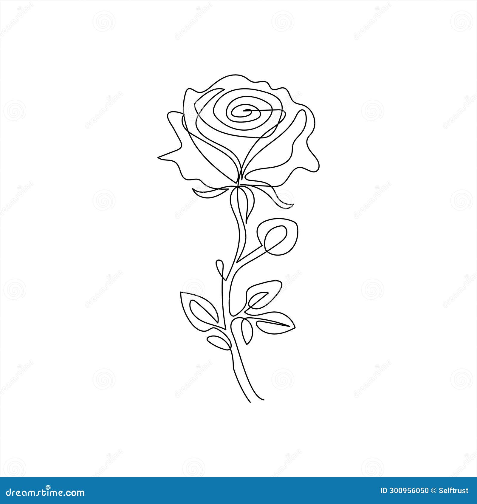 Rose Flower in One Line Art Outline Simple Drawing Vector Illustration ...