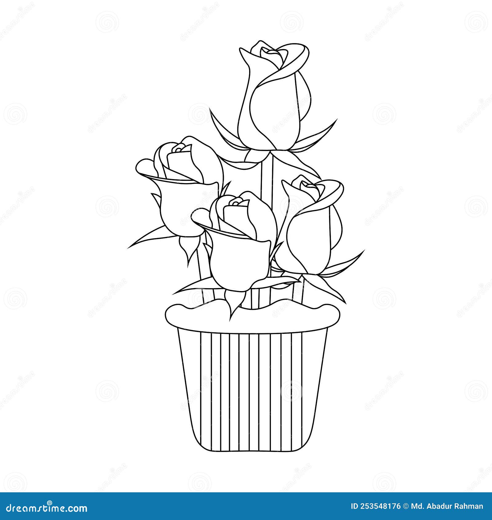 Pot with flower. Hand drawn black outline vector illustration in doodle  style, isolated. Design element, clip art for decoration, coloring page  Stock Vector Image & Art - Alamy