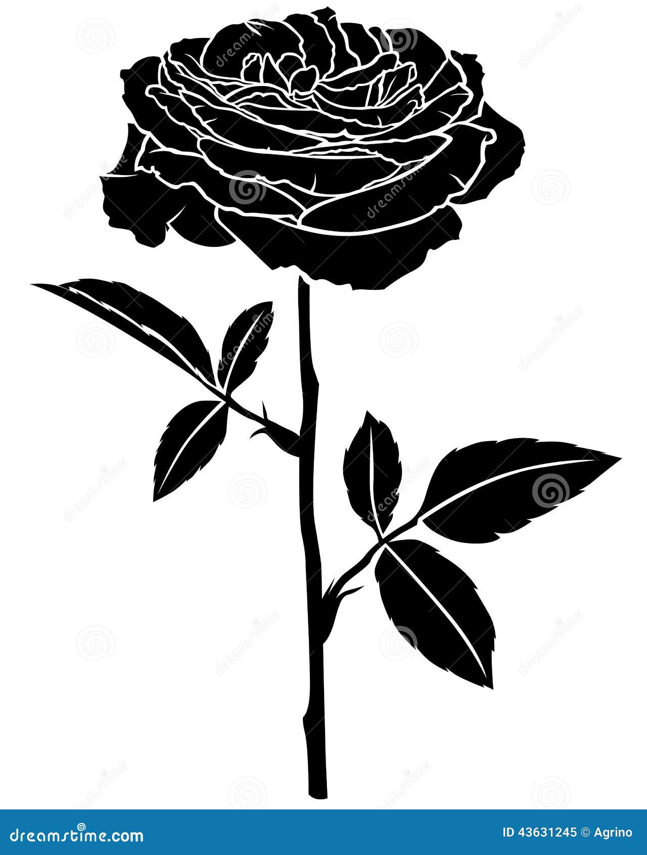 Rose flower silhouette stock vector. Illustration of garden - 43631245