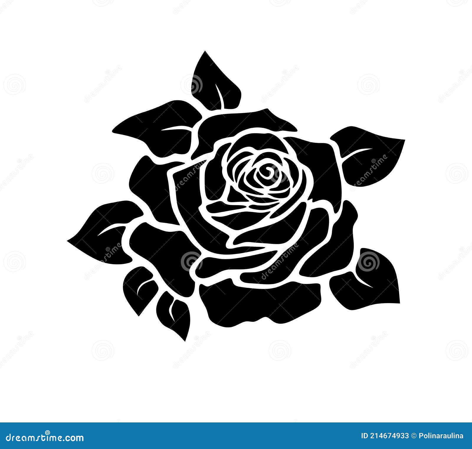 Rose Flower Silhouette Stencil Drawing Stock Vector - Illustration of ...