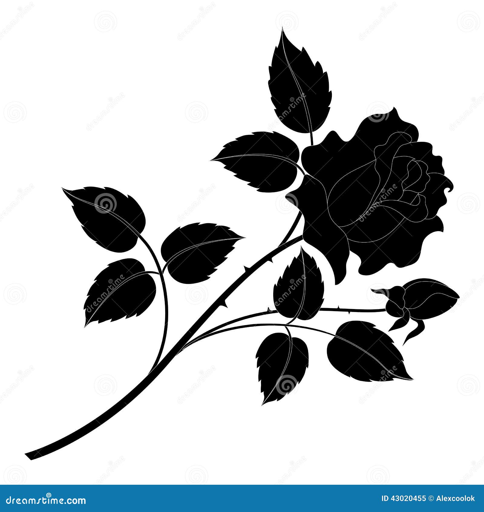 Rose Flower Silhouettes Cartoon Vector 43020455