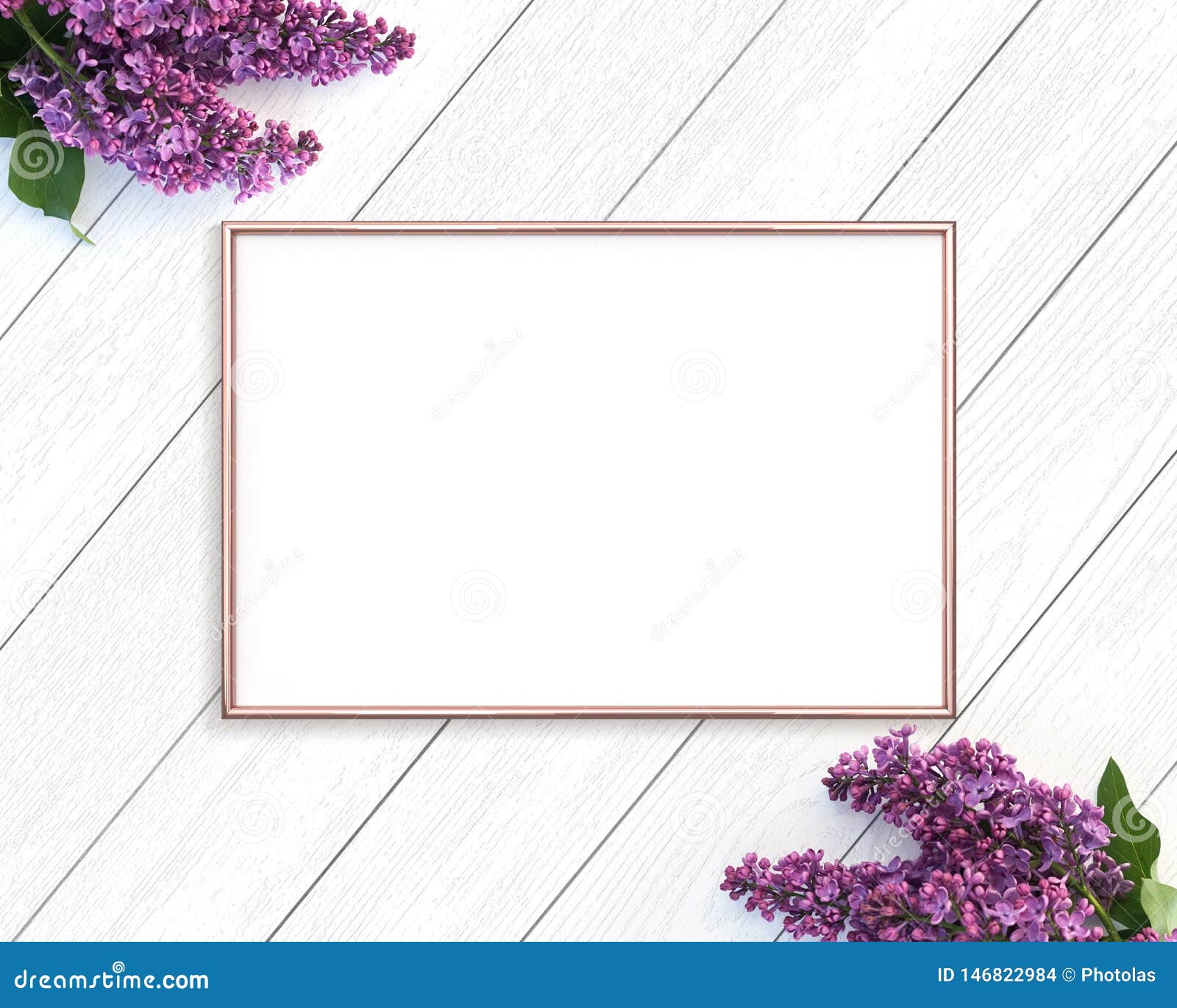 Download Rose Gold Frame Mockup On A Wooden Painted White ...