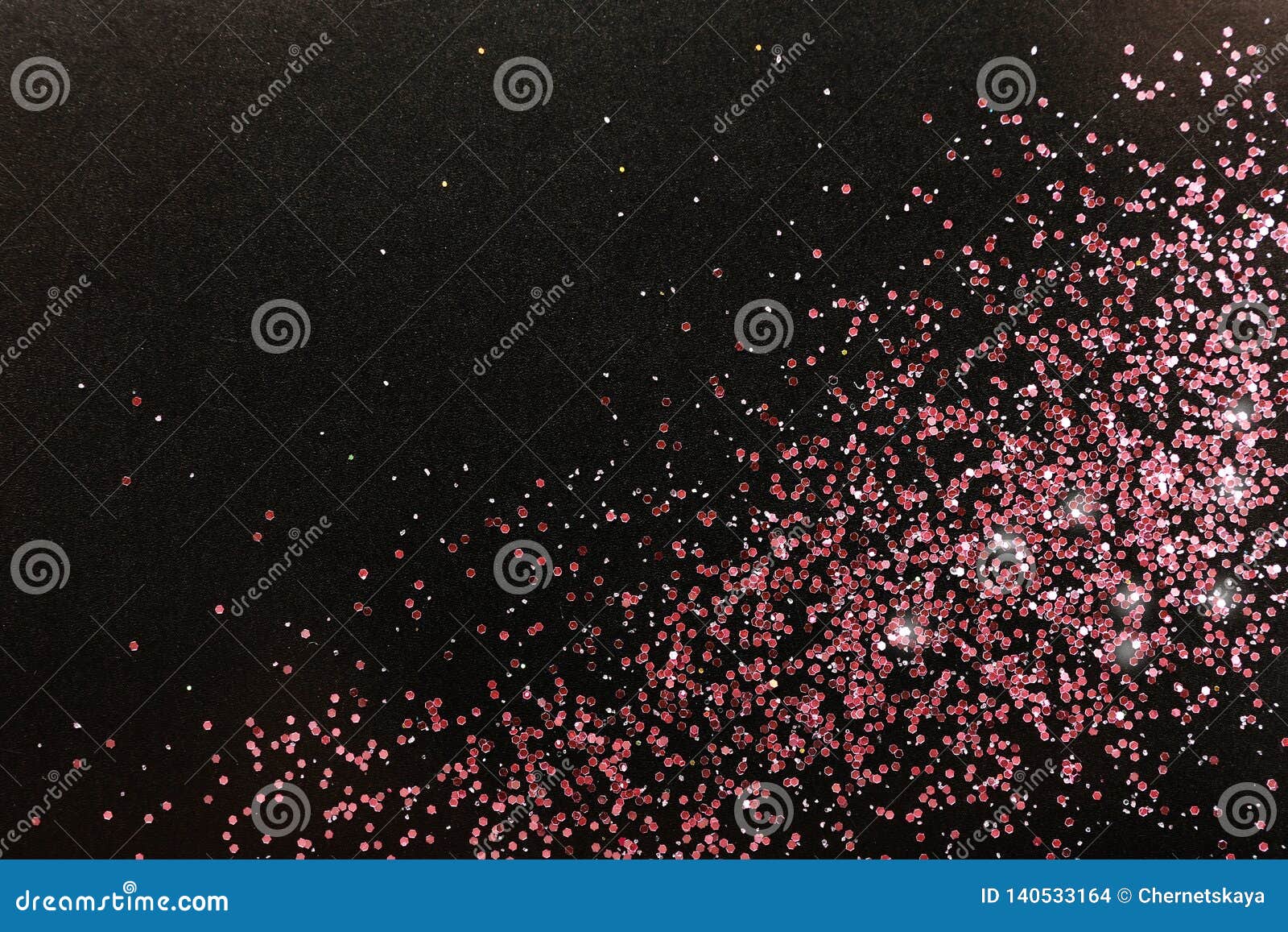 Rose Gold Glitter on Black Background, Top View Stock Photo - Image of