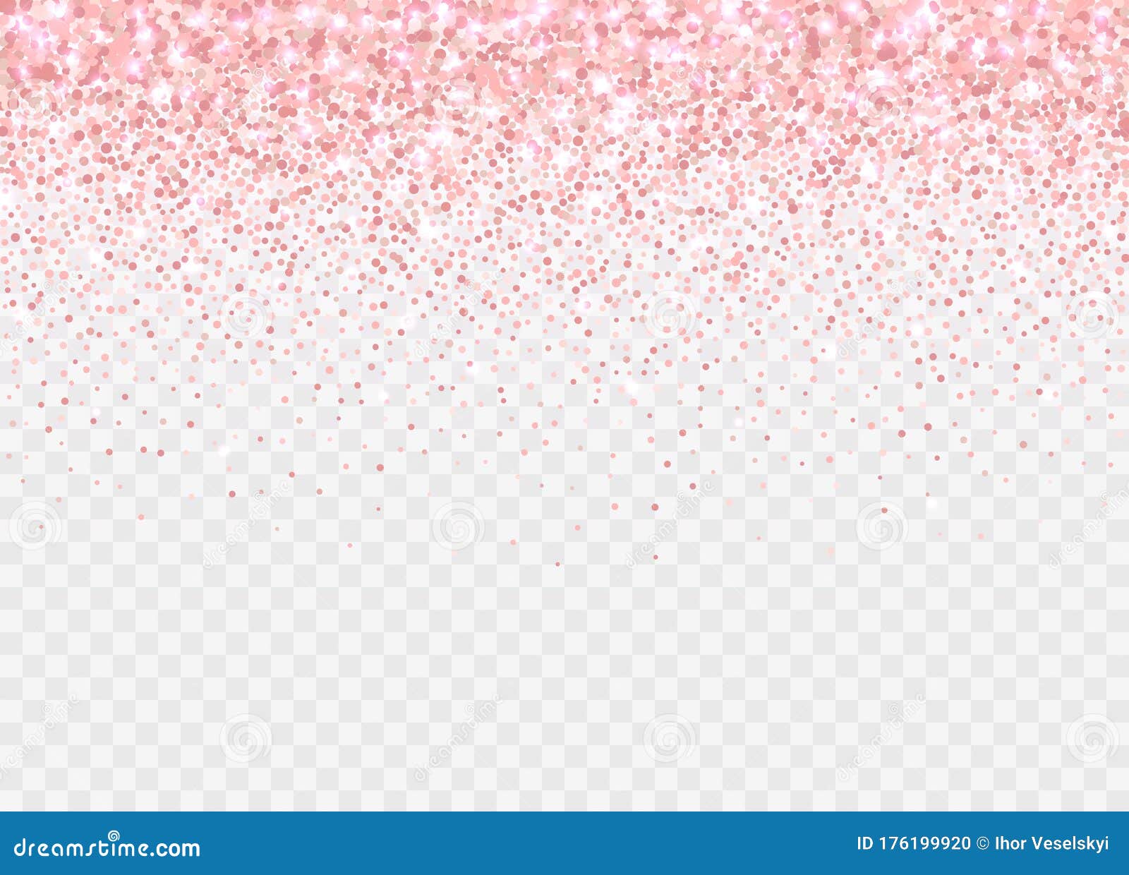 Rose Gold Glitter Partickles Isolated on Transparent Background