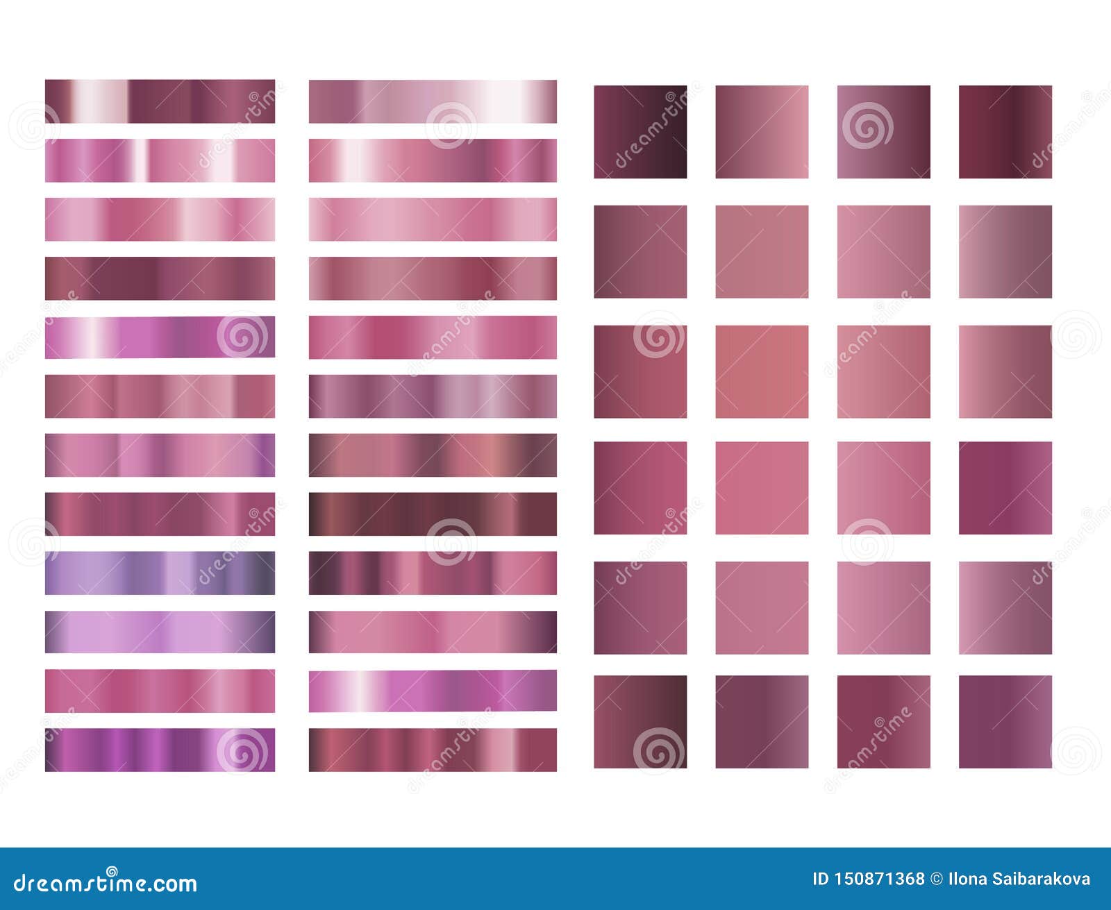 Rose Gold Gradient Vector Collection Ready for Use. Stock Vector