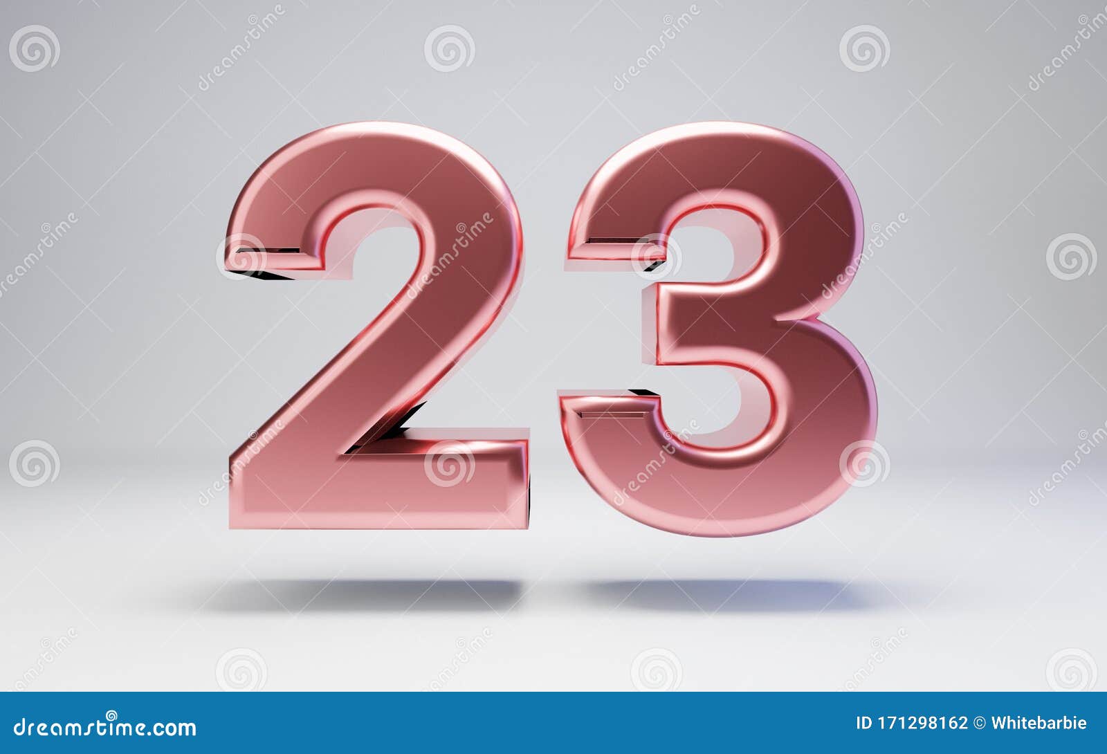 Rose Gold Number 23 Isolated on White Background Stock Illustration ...