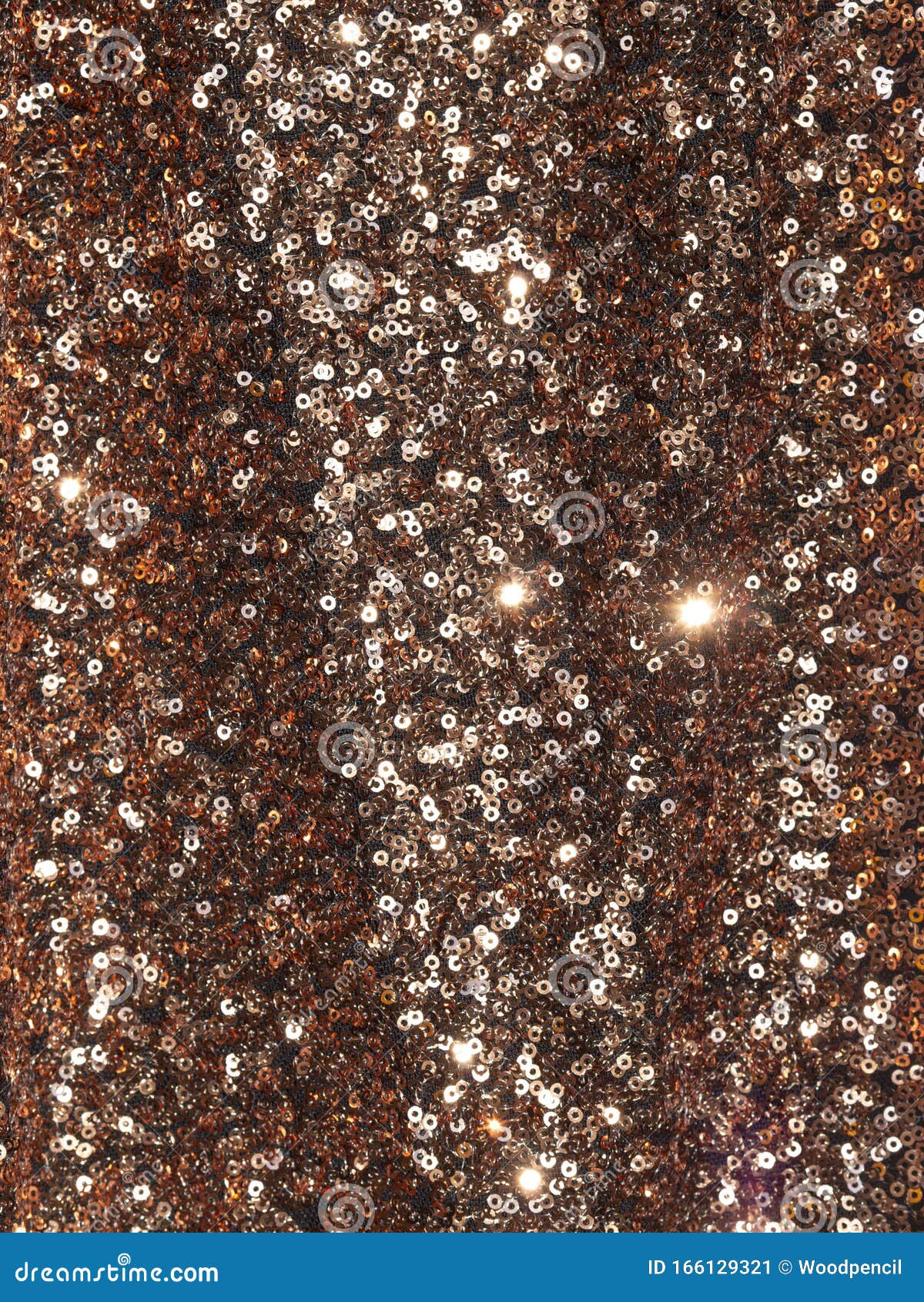 Rose Gold Sparkle Glitter Background. Crumpled Fabric with Glittering