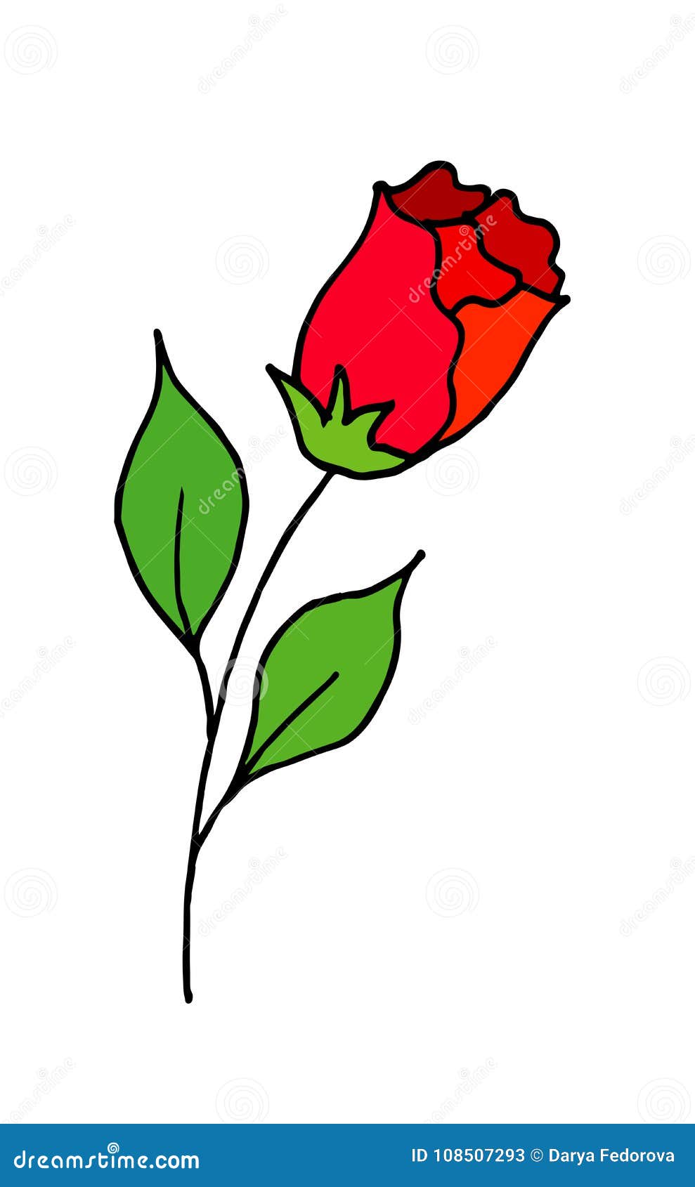Rose Is A Hand Drawing Doodle Cartoon A Blossoming Rosebud Vector