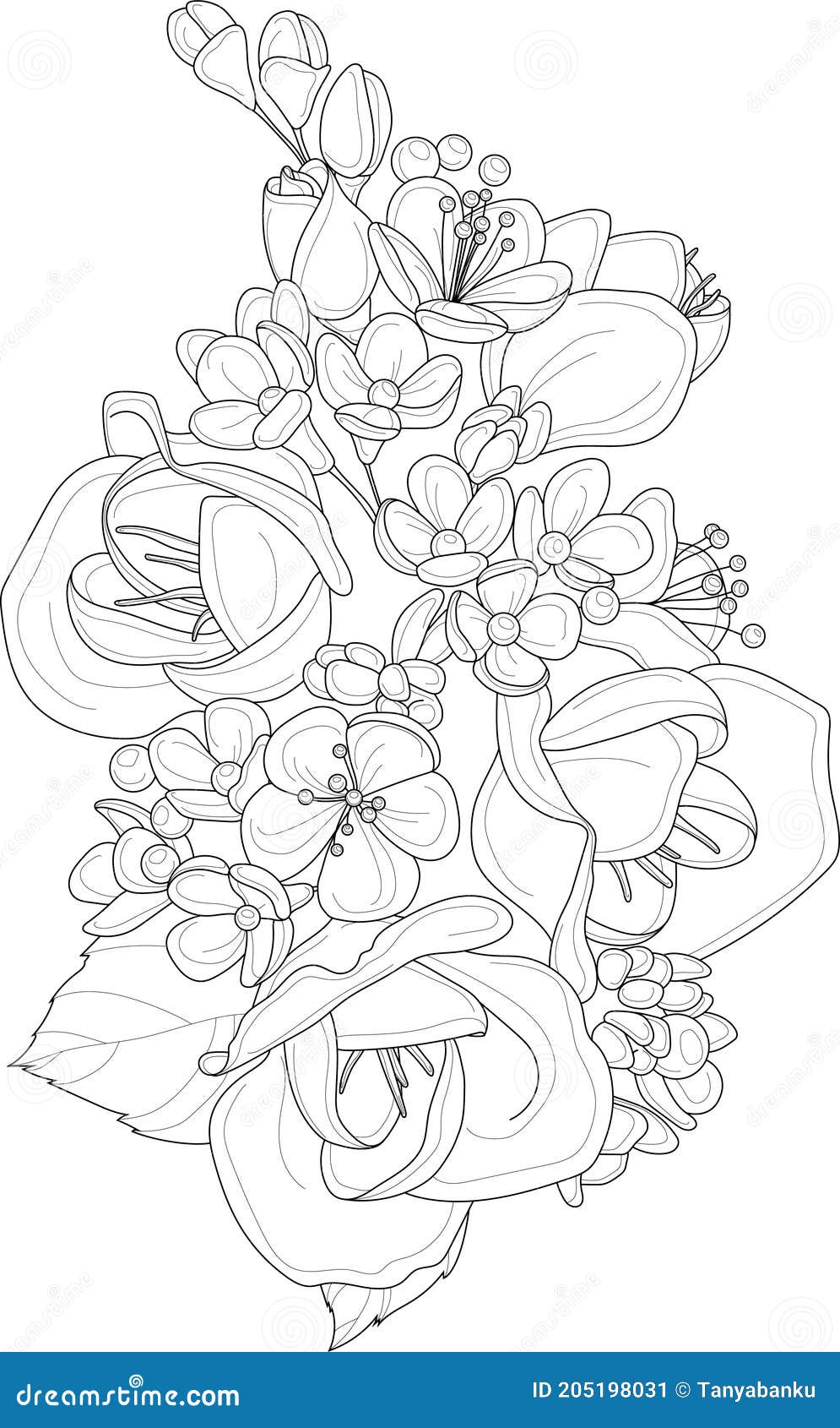 Bouquet De Fleurs Dessin Realiste Rose Légères Réaliste Et Croquis De Bouquet De Fleurs Illustration de Vecteur - Illustration du dessin, tissus: 205198031