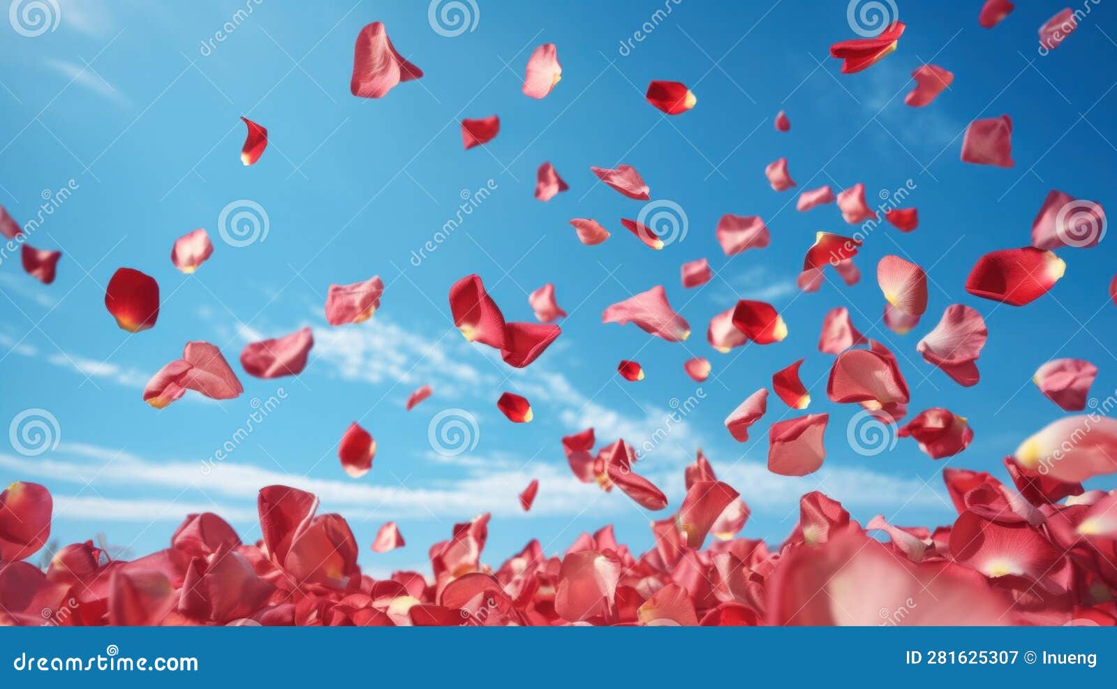 Falling Roses Petals From The Sky Stock Photo - Download Image Now