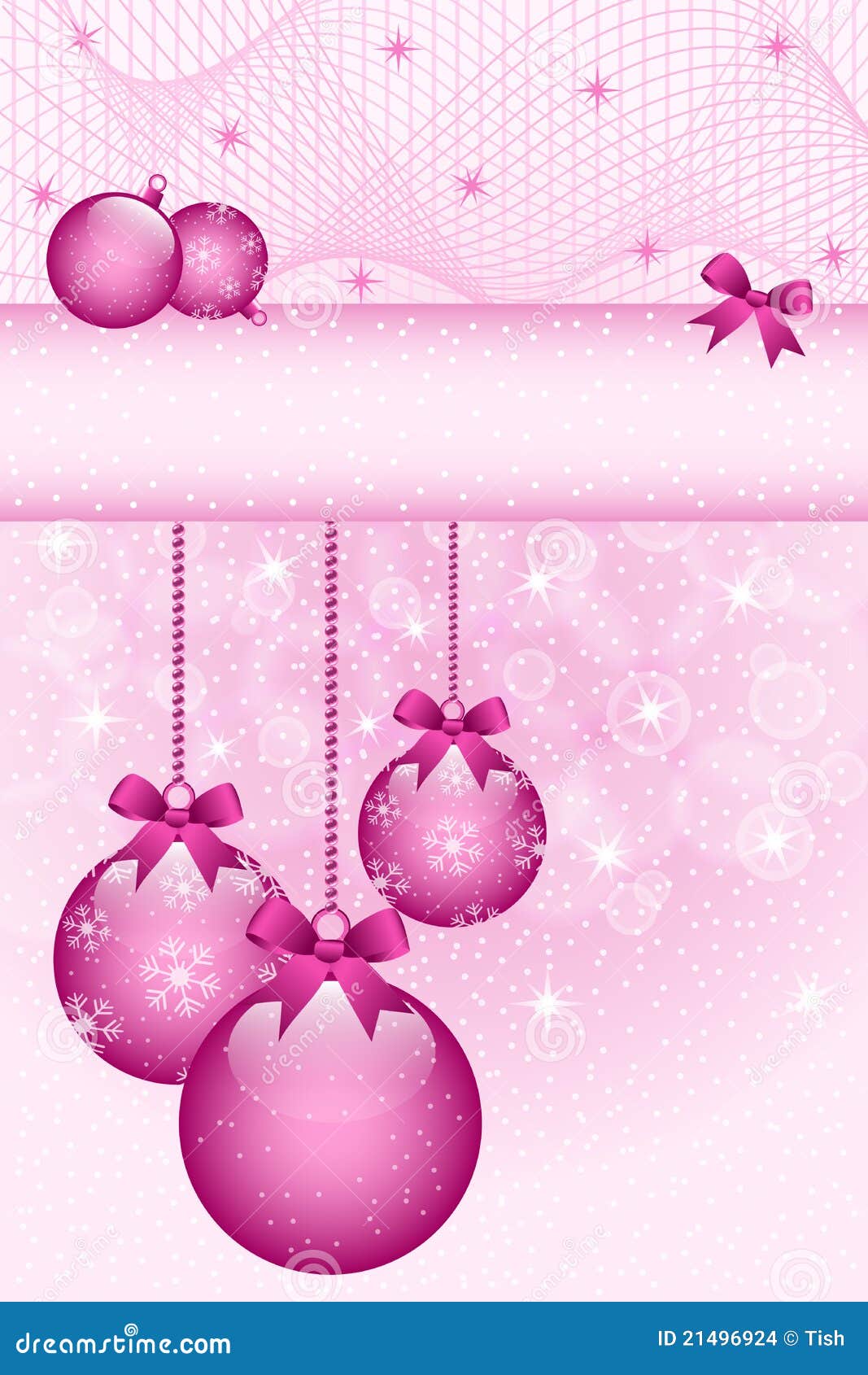 Rose Pink Christmas Balls And Bows Stock Images - Image 