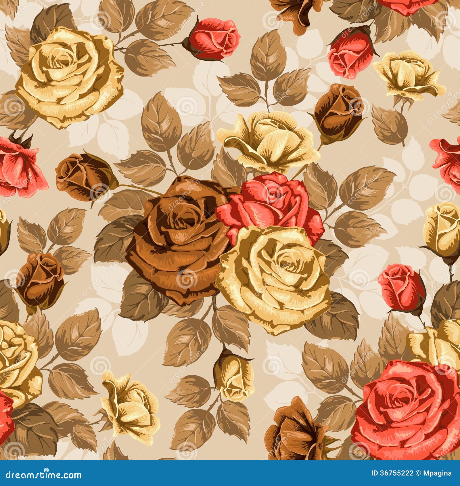 Rose. Seamless background. stock vector. Illustration of element 36755222