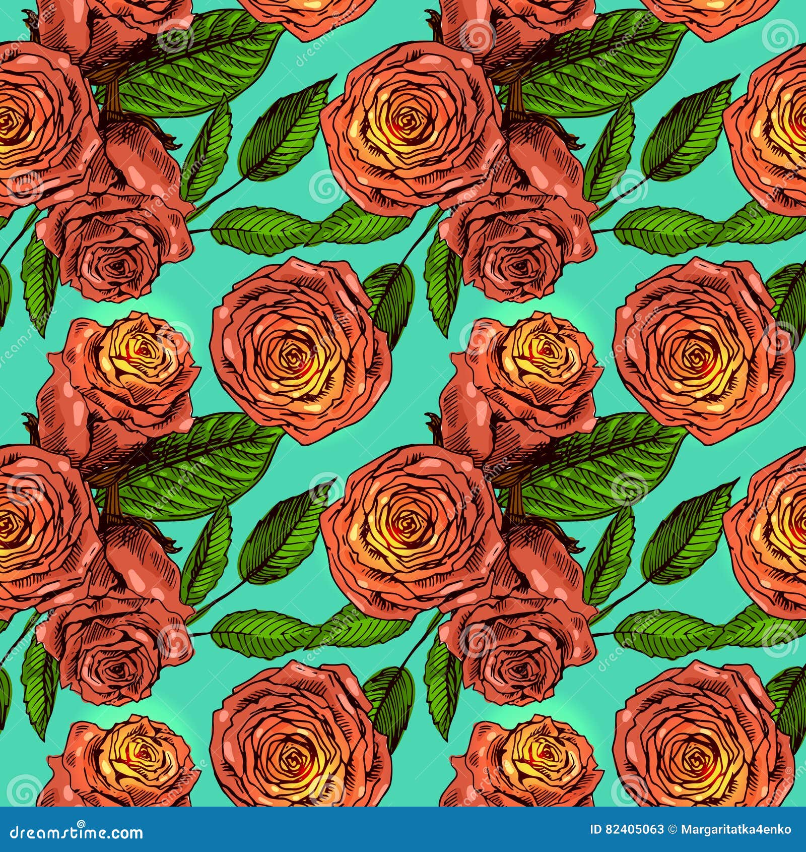 Rose seamless pattern stock vector. Illustration of decoration 82405063