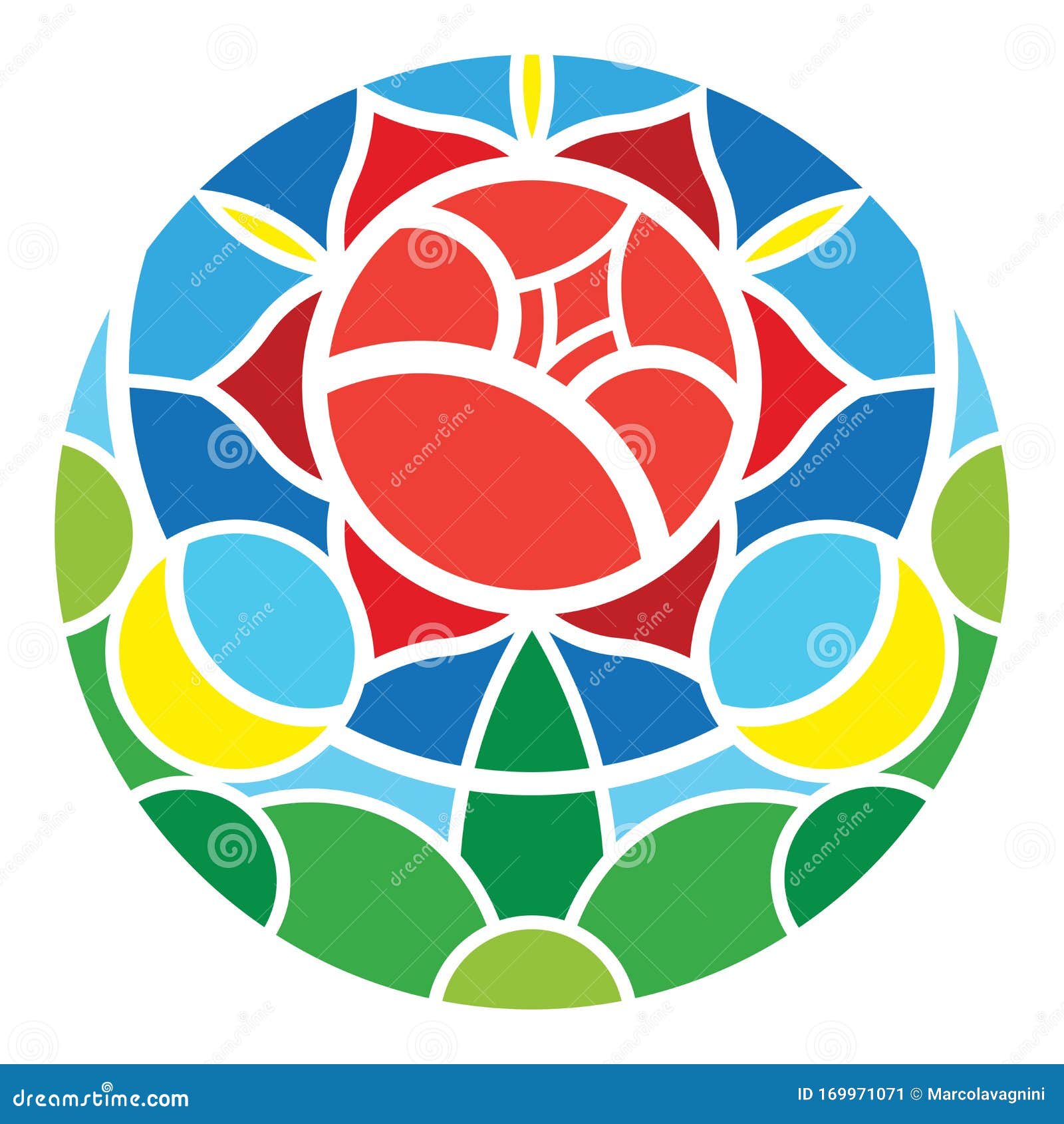 Rose Stained Glass Window / Logo Stock Vector Illustration of flower, brand 169971071