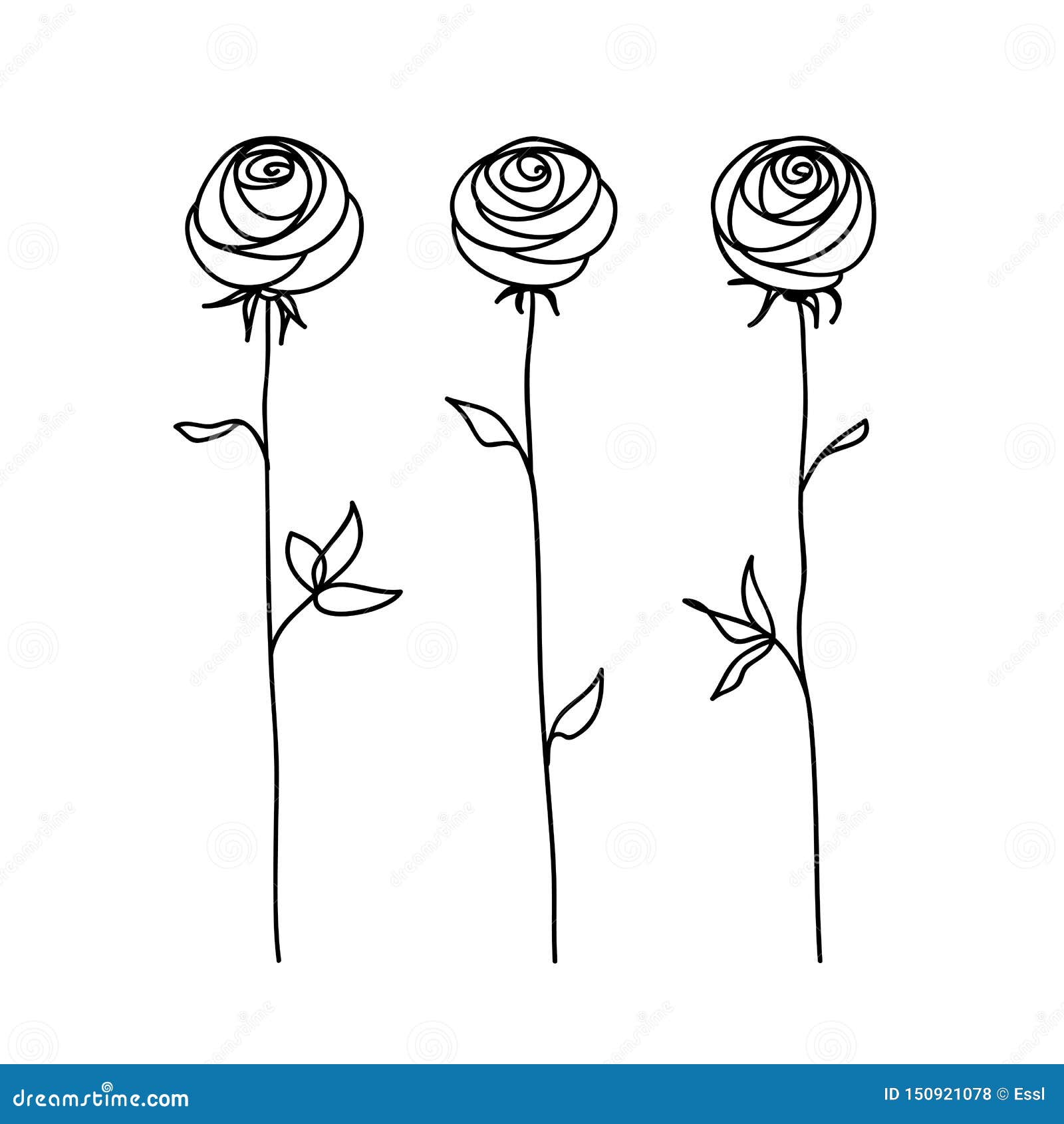 Rose. Stylized Flower Symbol Set Stock Illustration - Illustration of ...